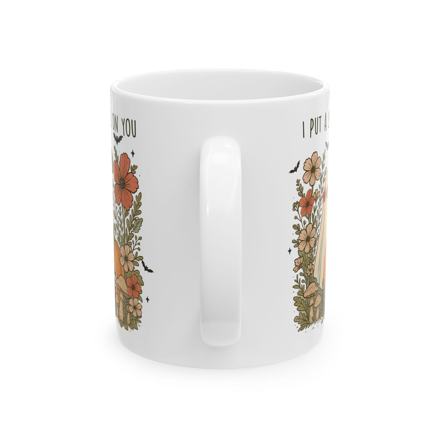 🎃 "I Put a Spell on You" Halloween Mug – Ghostly Charm with Autumn Blooms 👻🍄