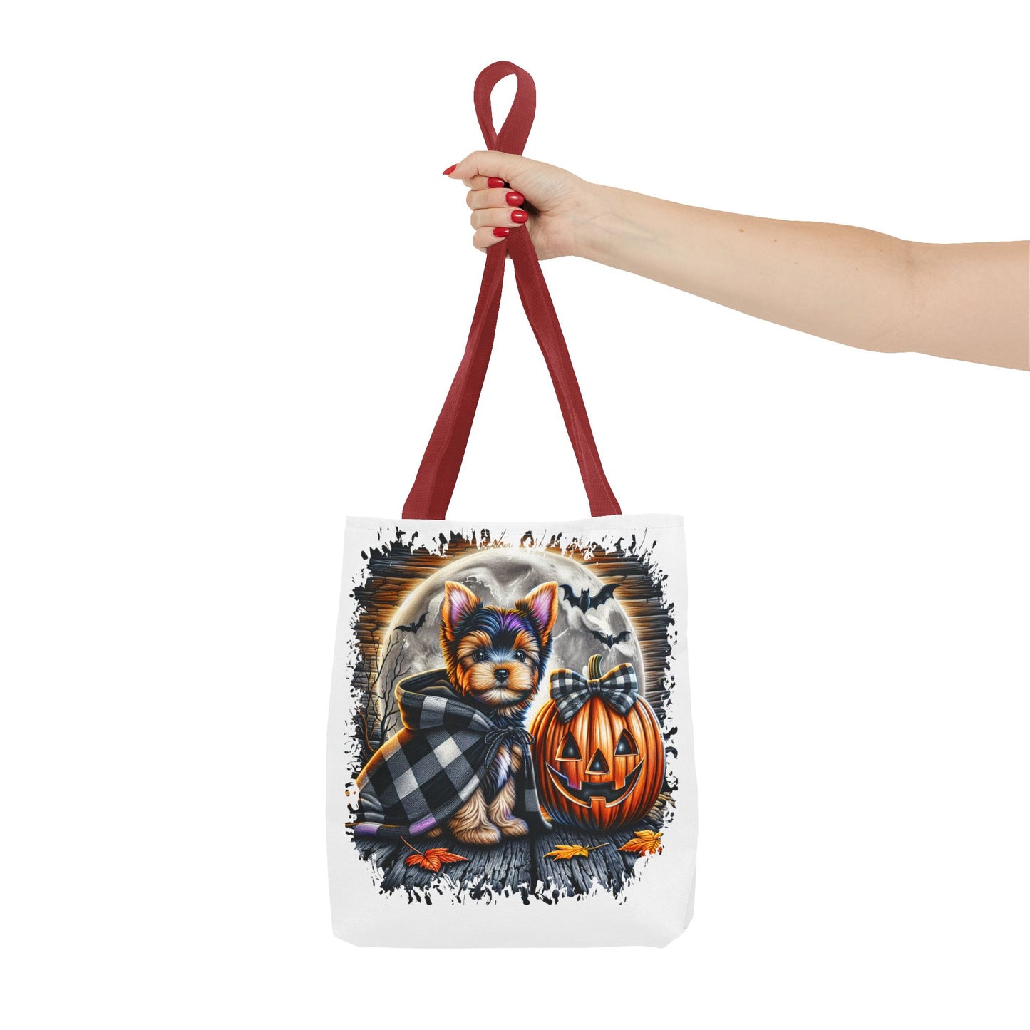 ๐ Yorkie Halloween Tote Bag โ Spooky Cute & Plaid Perfect ๐พ๐ค๐