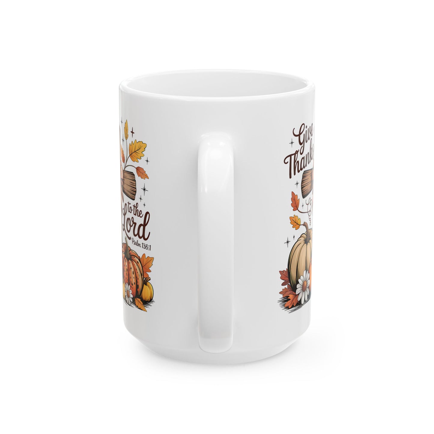 โ๏ธ๐ Give Thanks to the Lord Mug โ Christian Fall Coffee Cup with Pumpkins & Scripture ๐ปโ