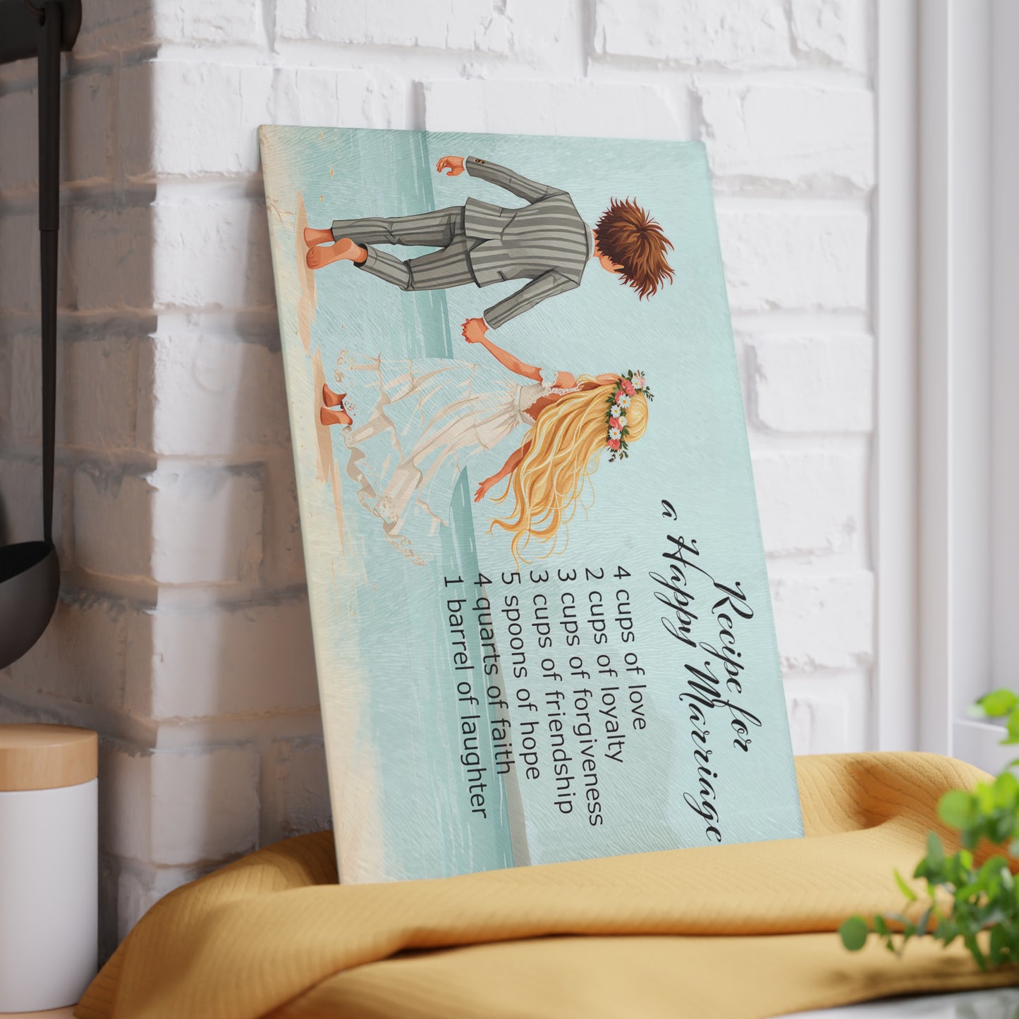 💍 Recipe for a Happy Marriage Cutting Board – Whimsical Romance for Your Kitchen