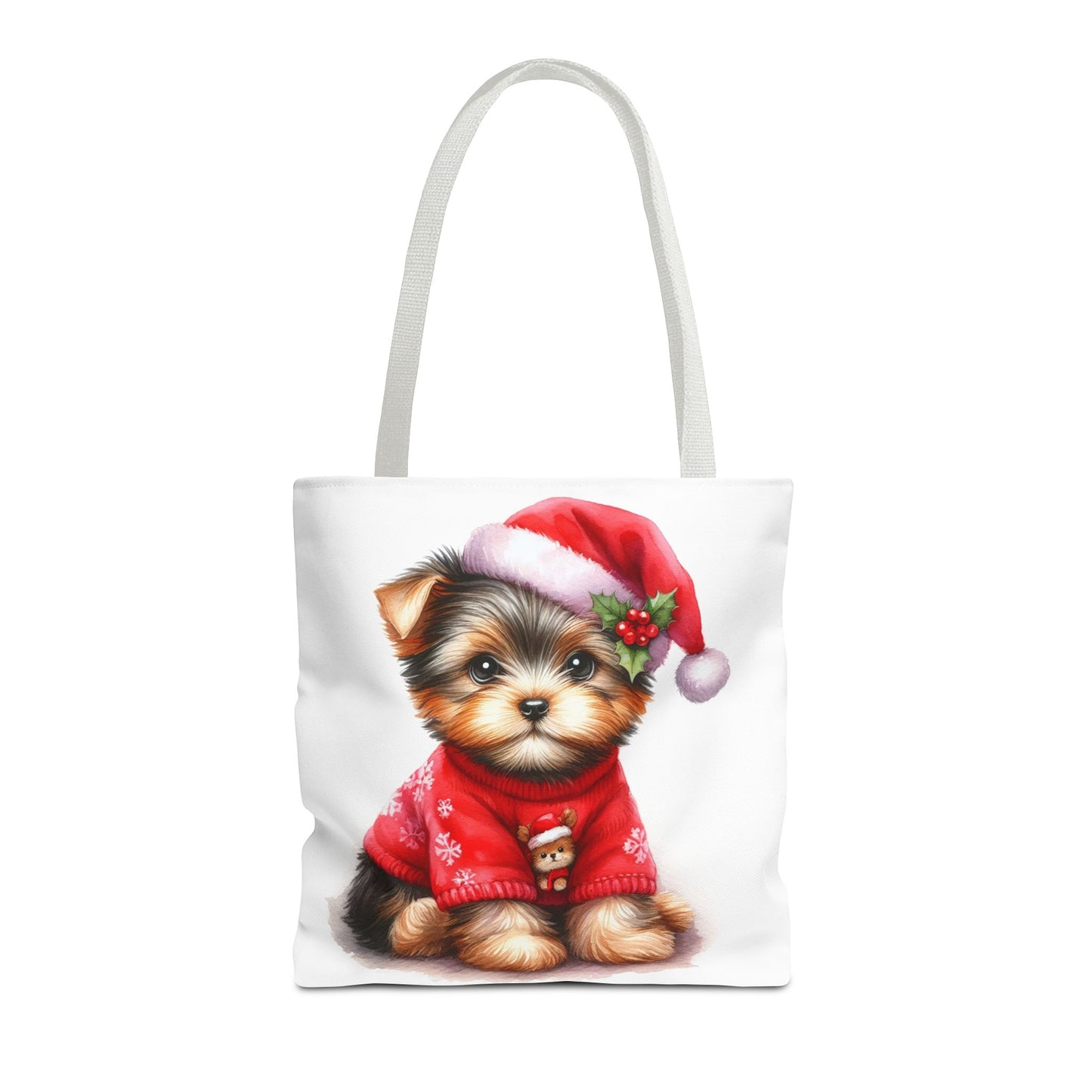 🎄 Santa Yorkie Christmas Tote Bag – Holiday Cheer in Every Stitch 🐾