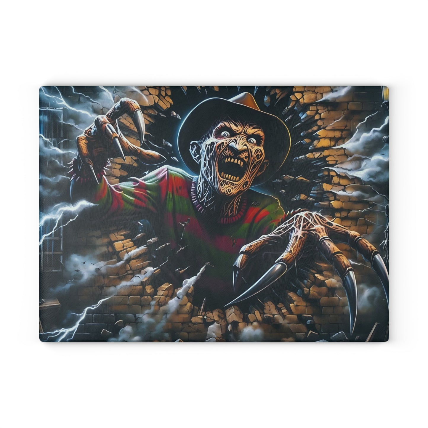 ⚡ Brick Wall Nightmare Cutting Board – Terrifying Horror Claws & Lightning Explosion 🌩️💀