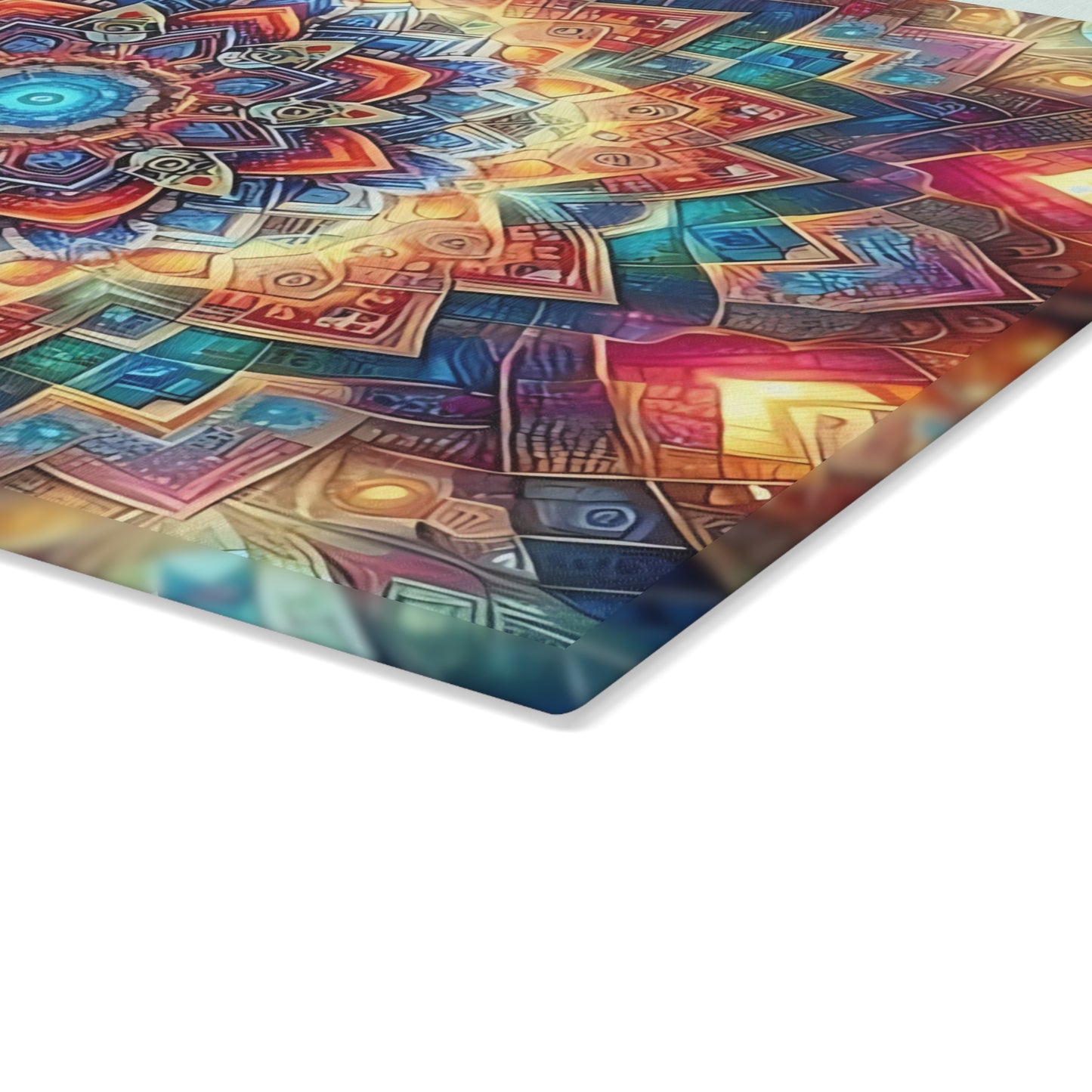 Tabla de cortar de vidrio templado con arte abstracto | Decoración de cocina moderna | Pieza de exhibición artística