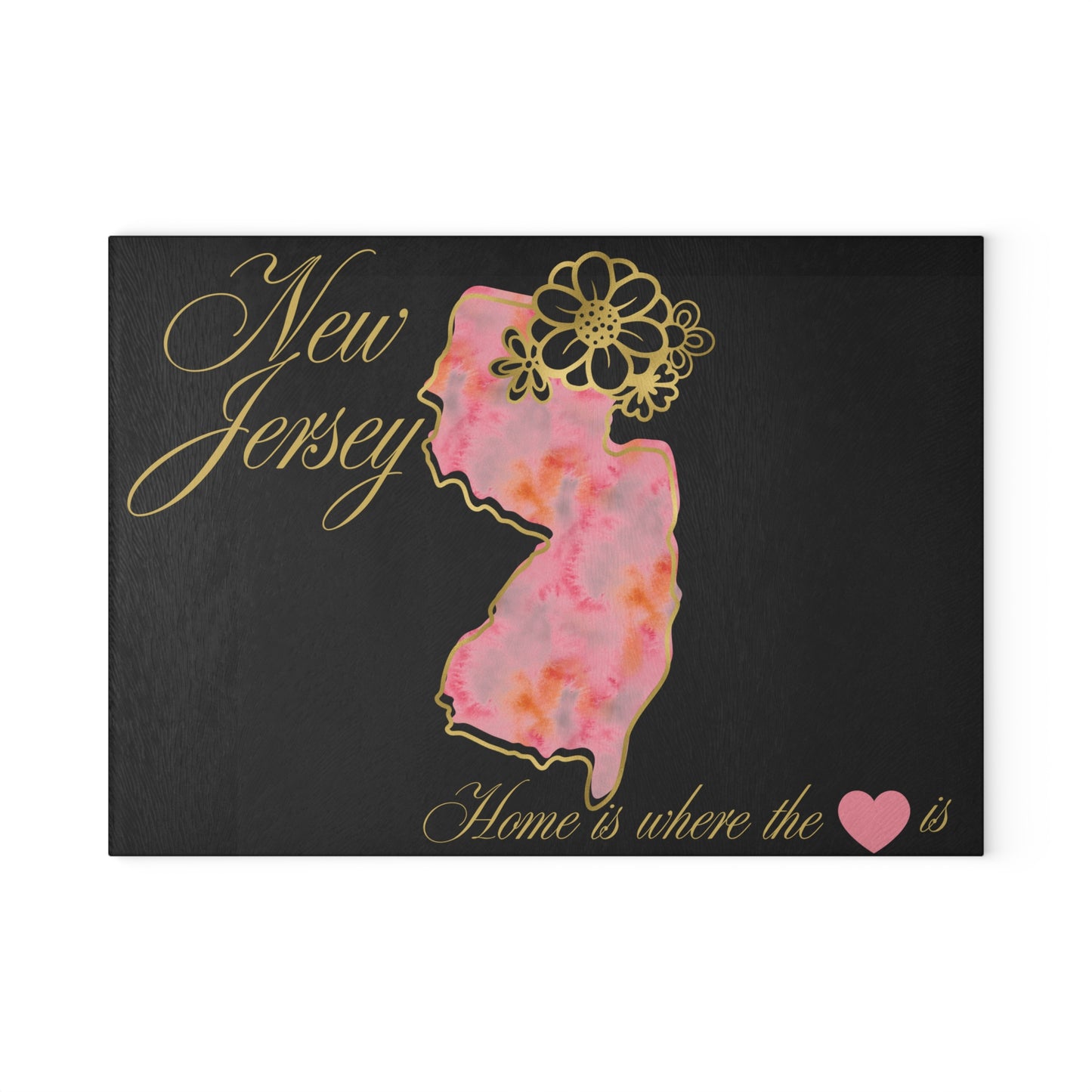 🌸 New Jersey State Cutting Board – Watercolor Warmth Meets Elegant Home Charm