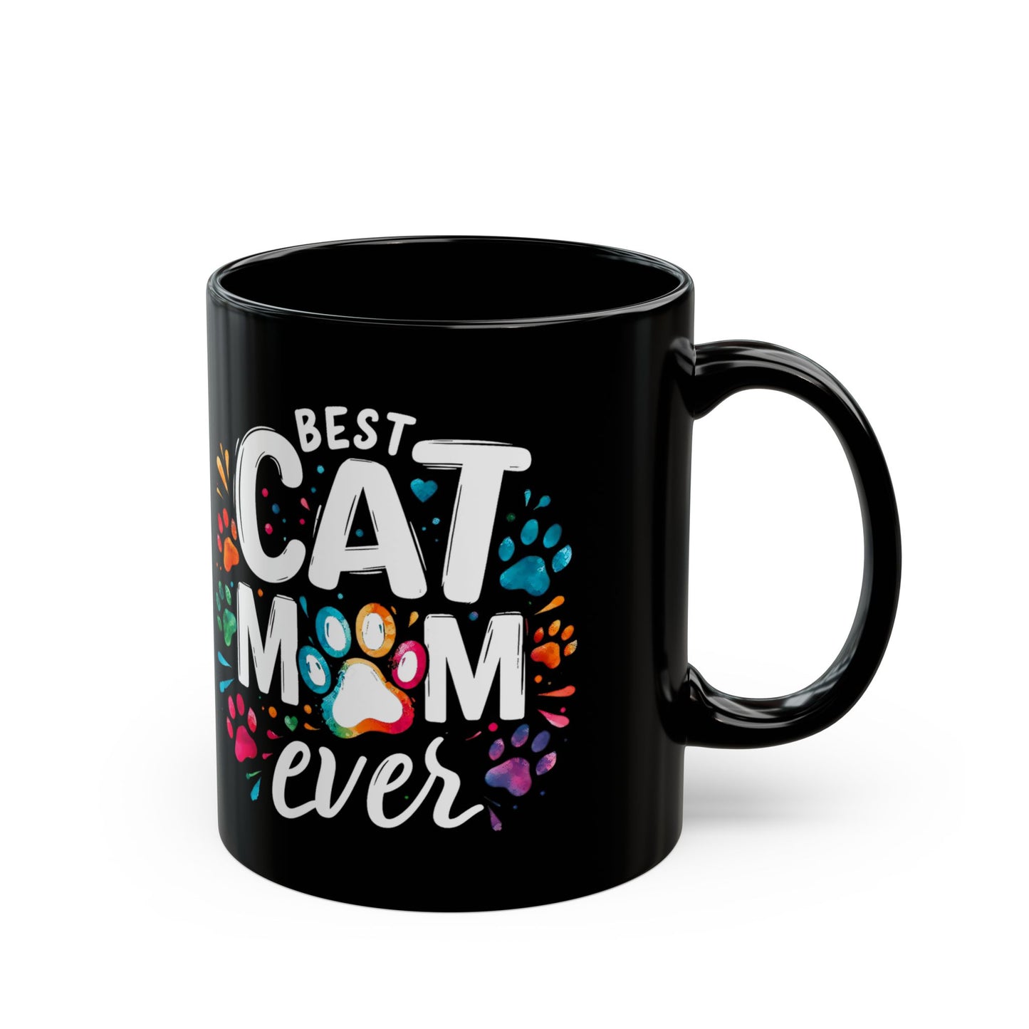 Taza "La mejor mamá gata", regalo divertido para amantes de los gatos, taza de café negro para mamás gatas, taza de agradecimiento para amantes de las mascotas, regalo perfecto para entusiastas de los gatos y amantes de los animales.