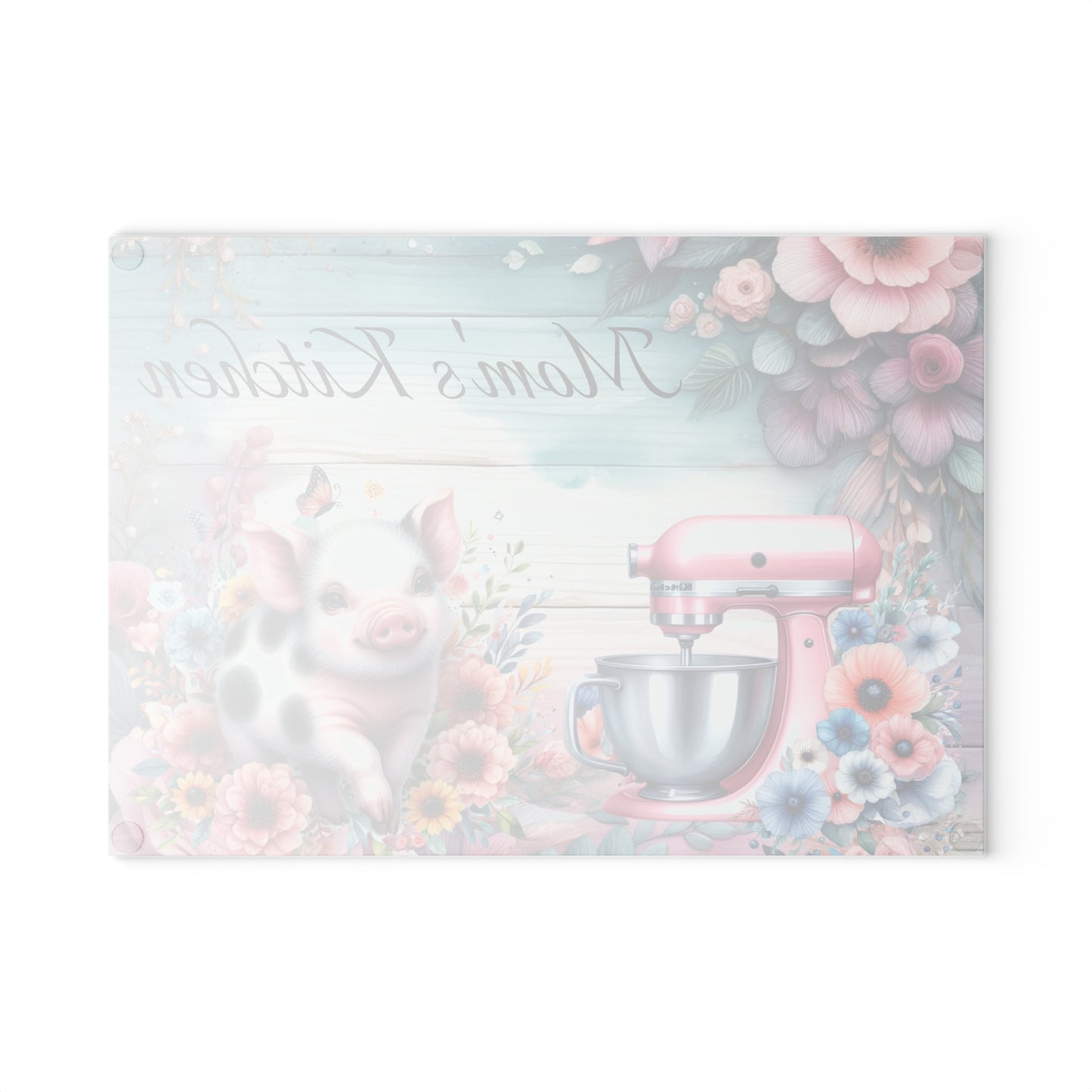 Tabla de cortar de cerdo, tabla de cortar personalizada, decoración con nombre personalizado, cocina de mamá, decoración de granja, tabla de cortar de vidrio, regalo para amantes de los cerdos,
