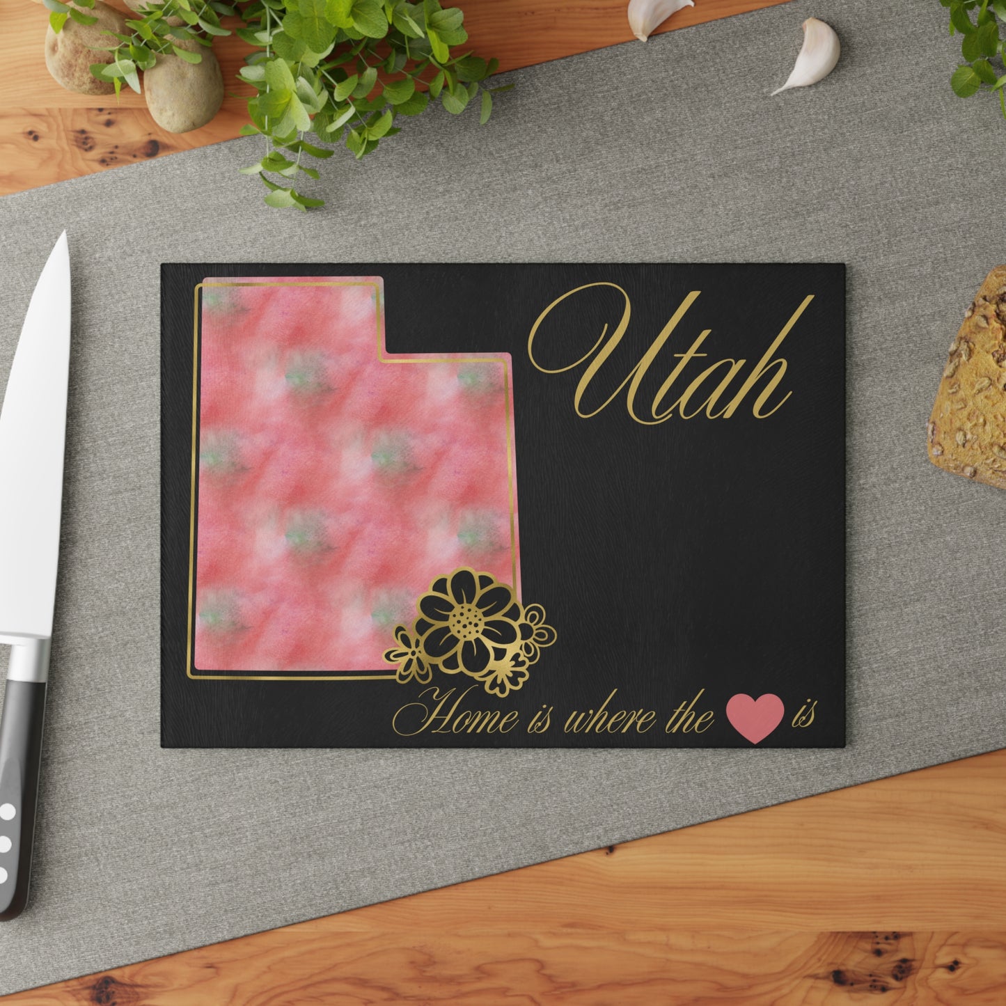 🌺 Utah Floral State Cutting Board – Canyon Blush Elegance in Every Slice 🌄