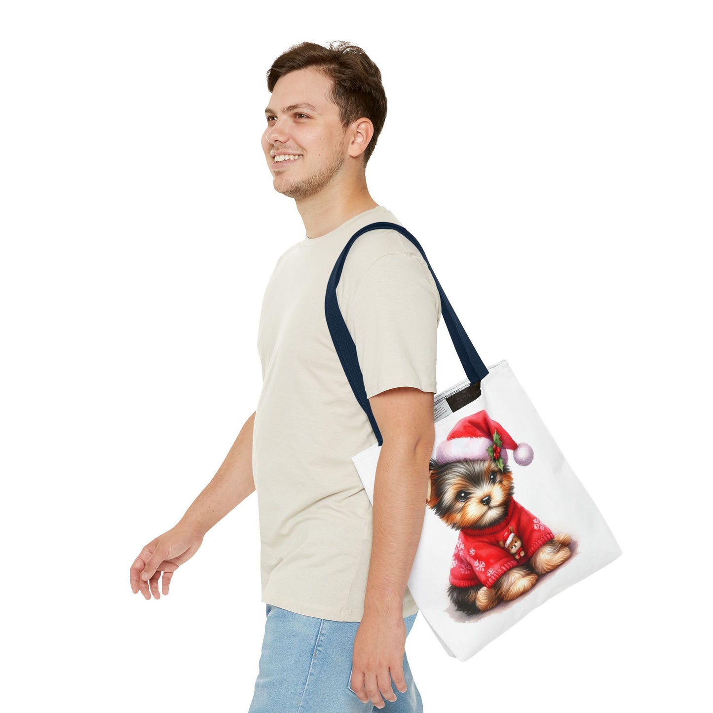 🎄 Santa Yorkie Christmas Tote Bag – Holiday Cheer in Every Stitch 🐾
