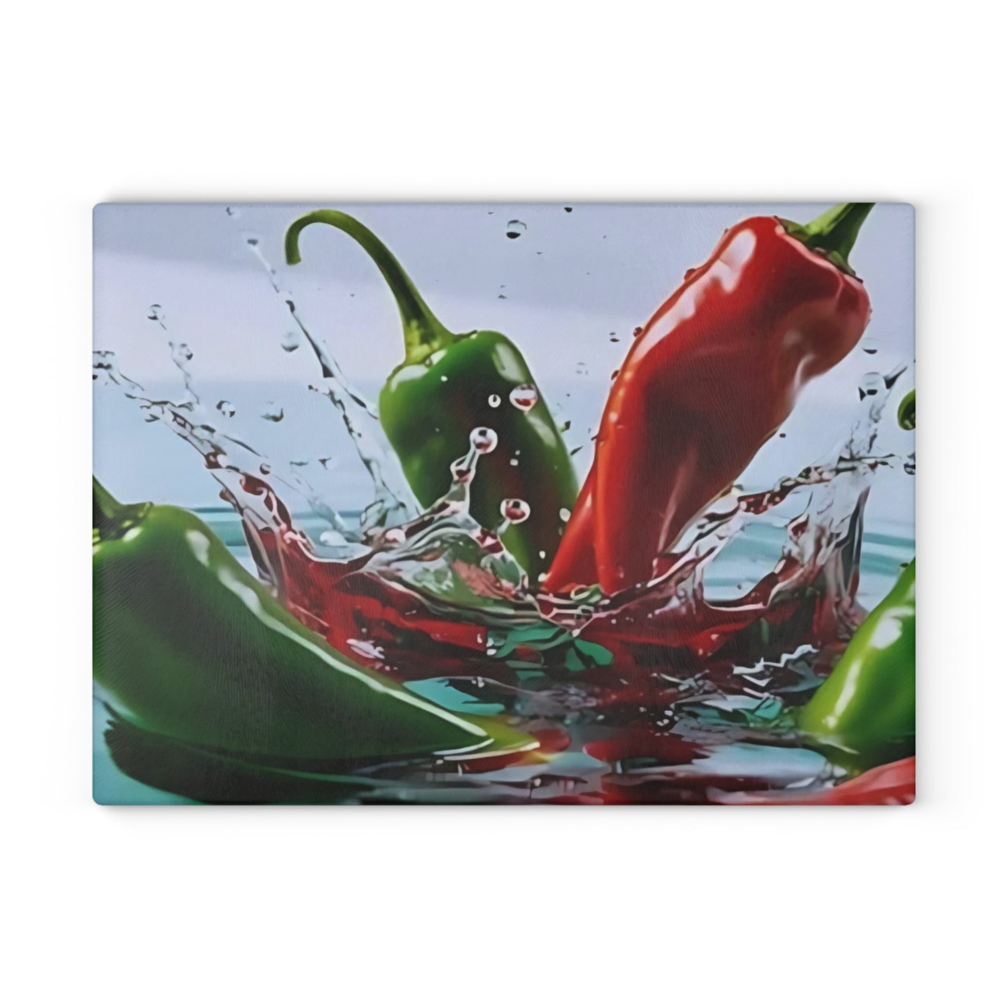 🌶️ Chili Pepper Splash Glass Cutting Board – Spicy Kitchen Vibes!