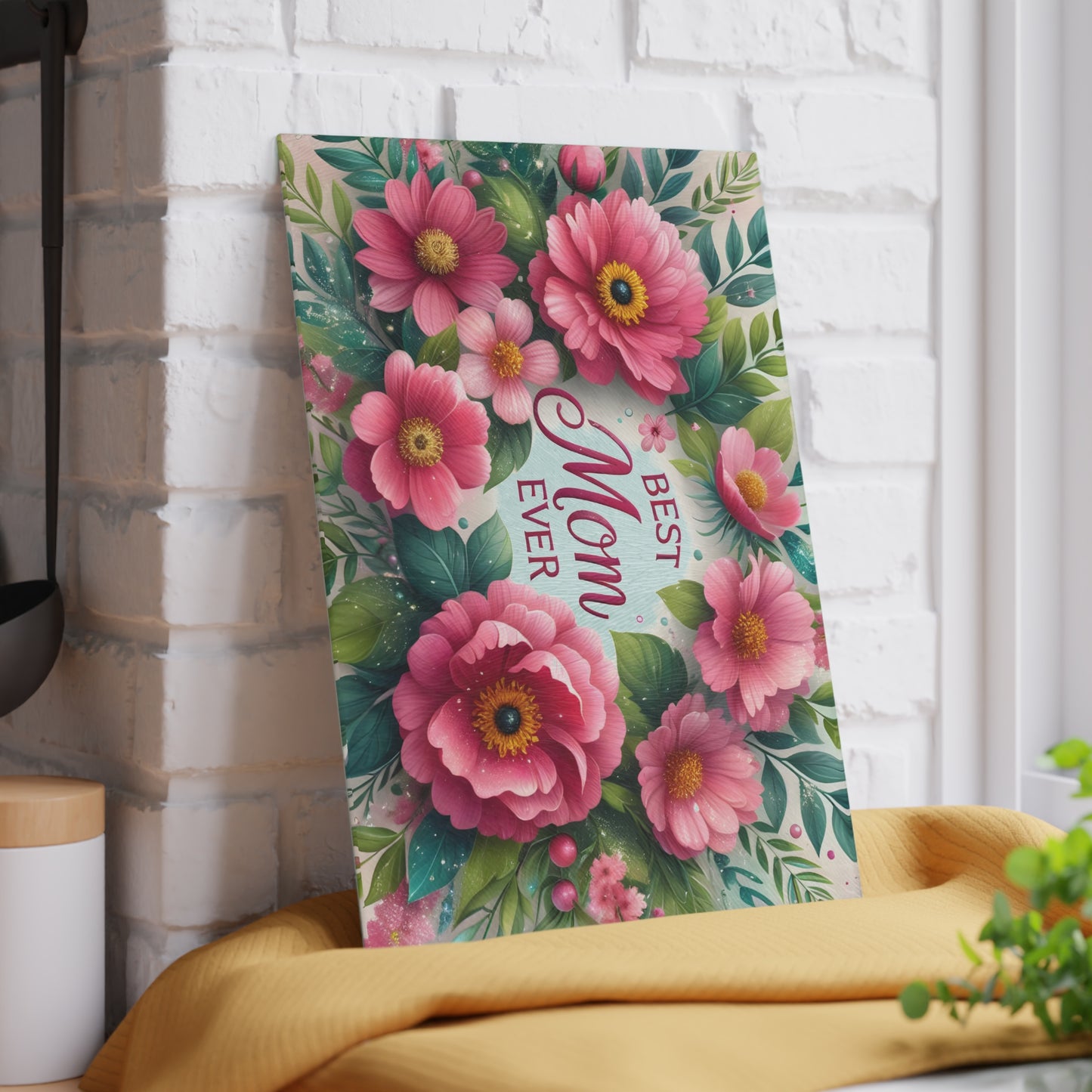 🌸 Best Mom Ever Floral Cutting Board – Elegant Gift for Her 🌼