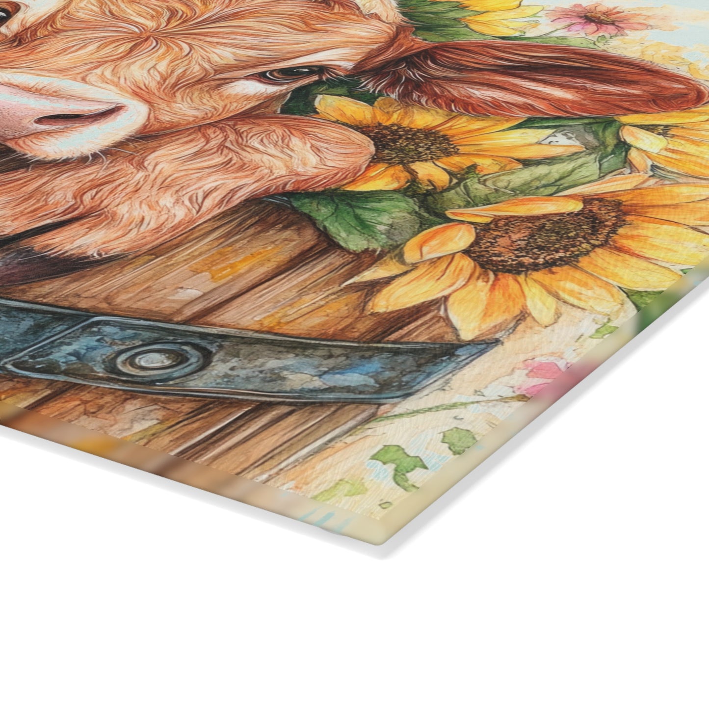 🐮🌻 Sunflower Calf Cutting Board – Rustic Farmhouse Beauty for Your Kitchen 🌼