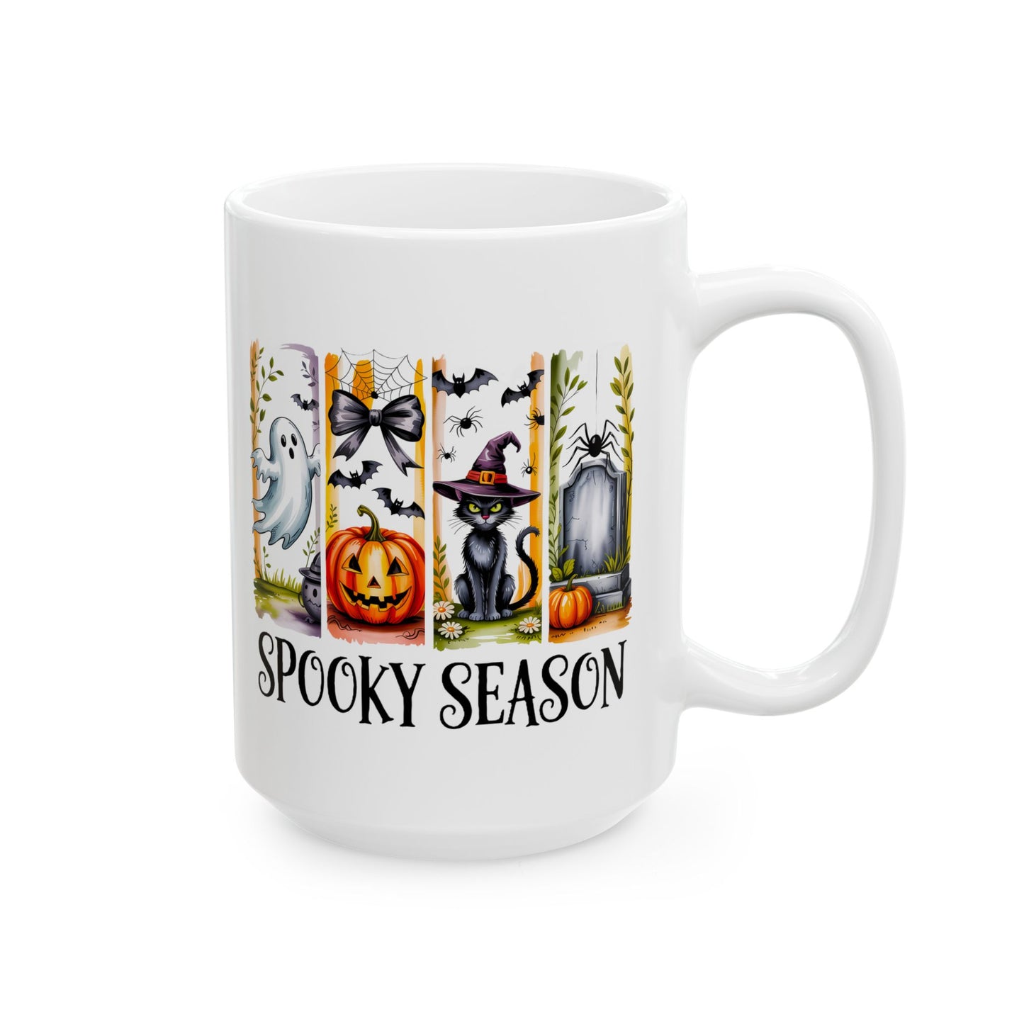 🎃 Spooky Season Mug – Cute Halloween Cat, Ghosts & Pumpkins 👻