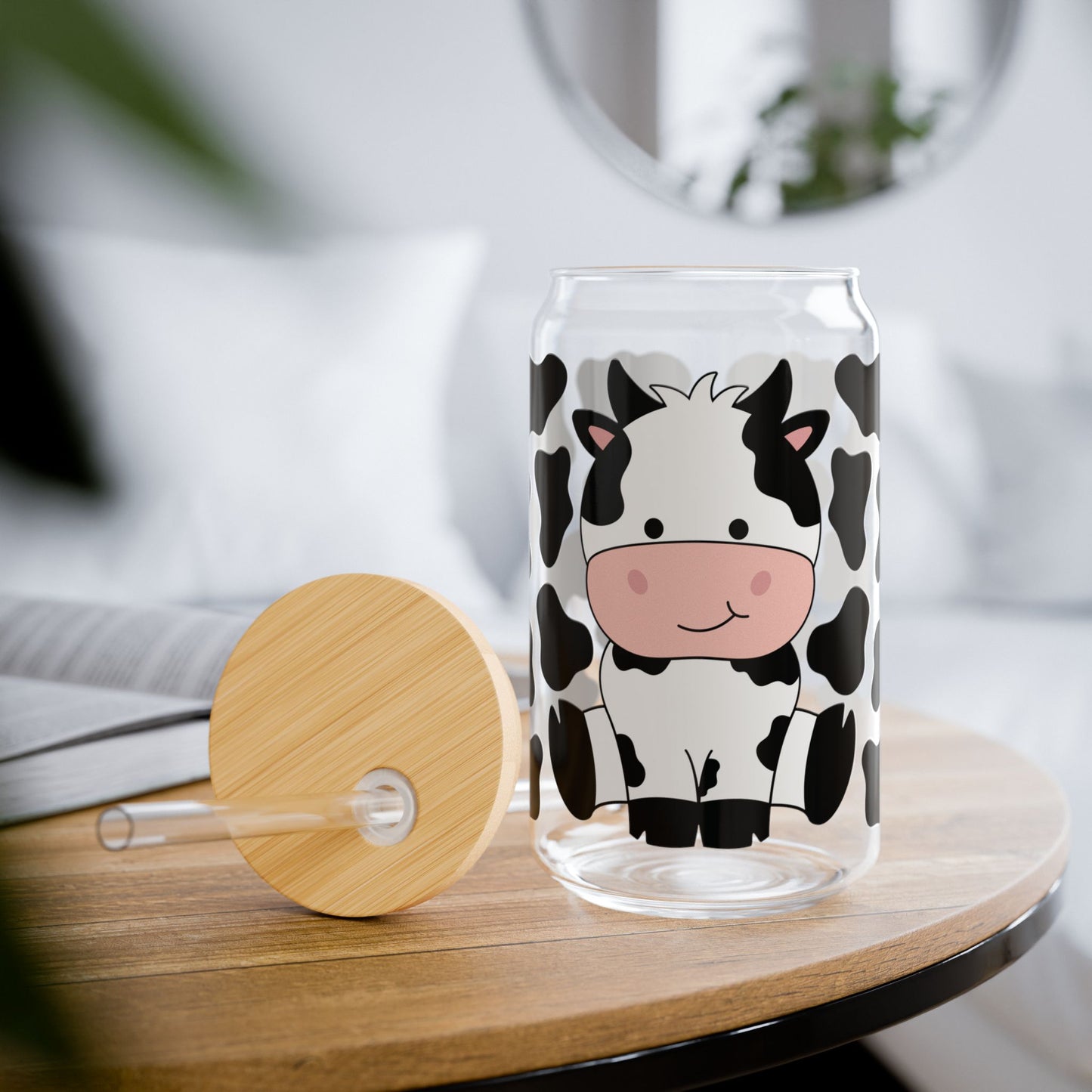 🐮 Moo-velous Cow Print Sipper Glass – Farm Fresh Fun in Every Sip 🥤