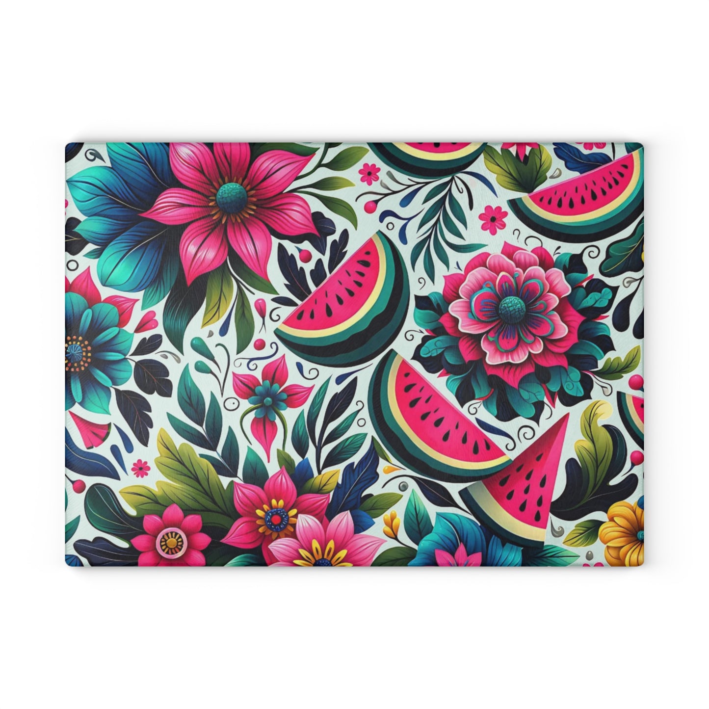 🍉🌺 Watermelon Floral Cutting Board – Summer Freshness Meets Vibrant Charm 🌸🌿