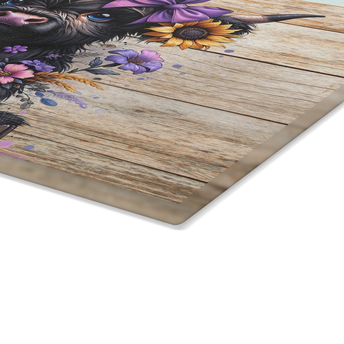 Tabla de cortar de vaca, tabla de cortar de vidrio con diseño de vaca de las Highlands, decoración de cocina con diseño de vaca, tabla de cortar para regalo de casa nueva, tabla de charcutería, regalos de vaca de las Highlands