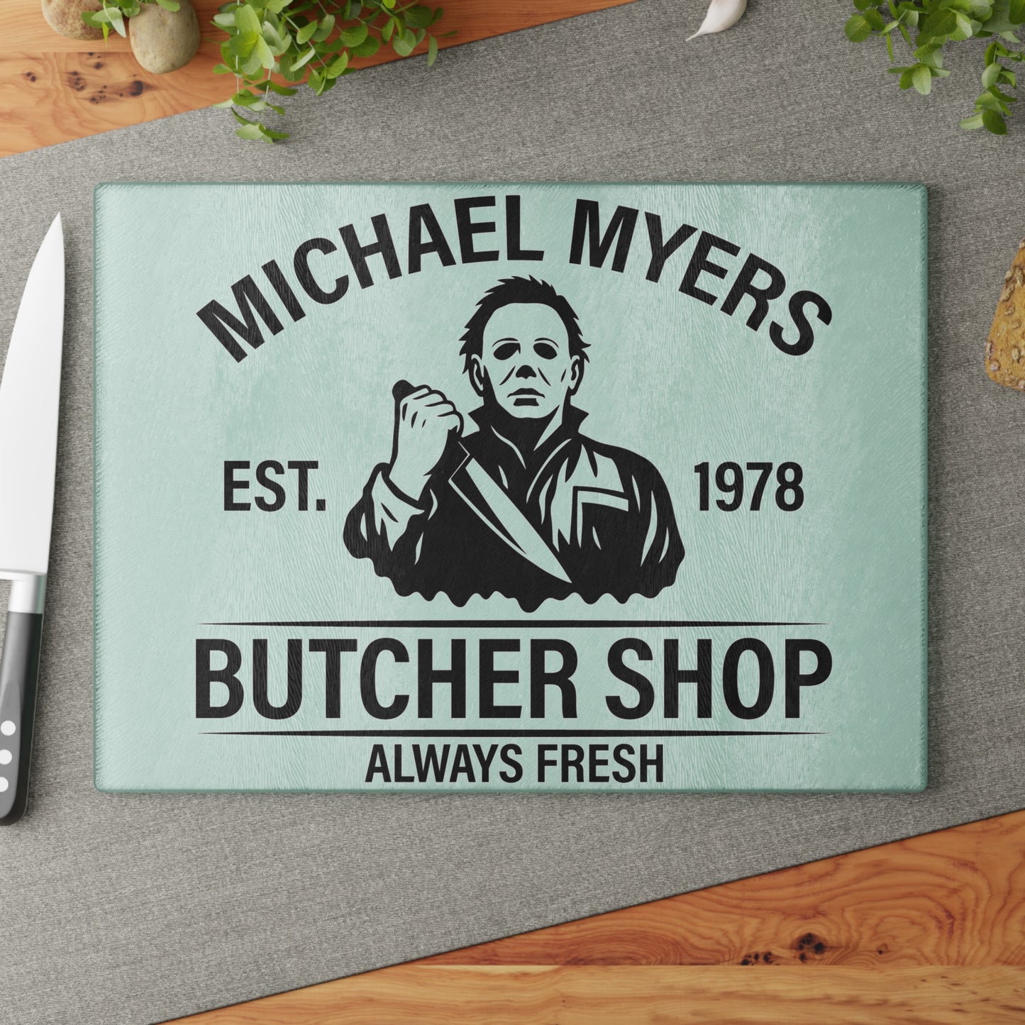 🔪 Horror Butcher Shop Cutting Board – Always Fresh Kitchen Decor 🖤