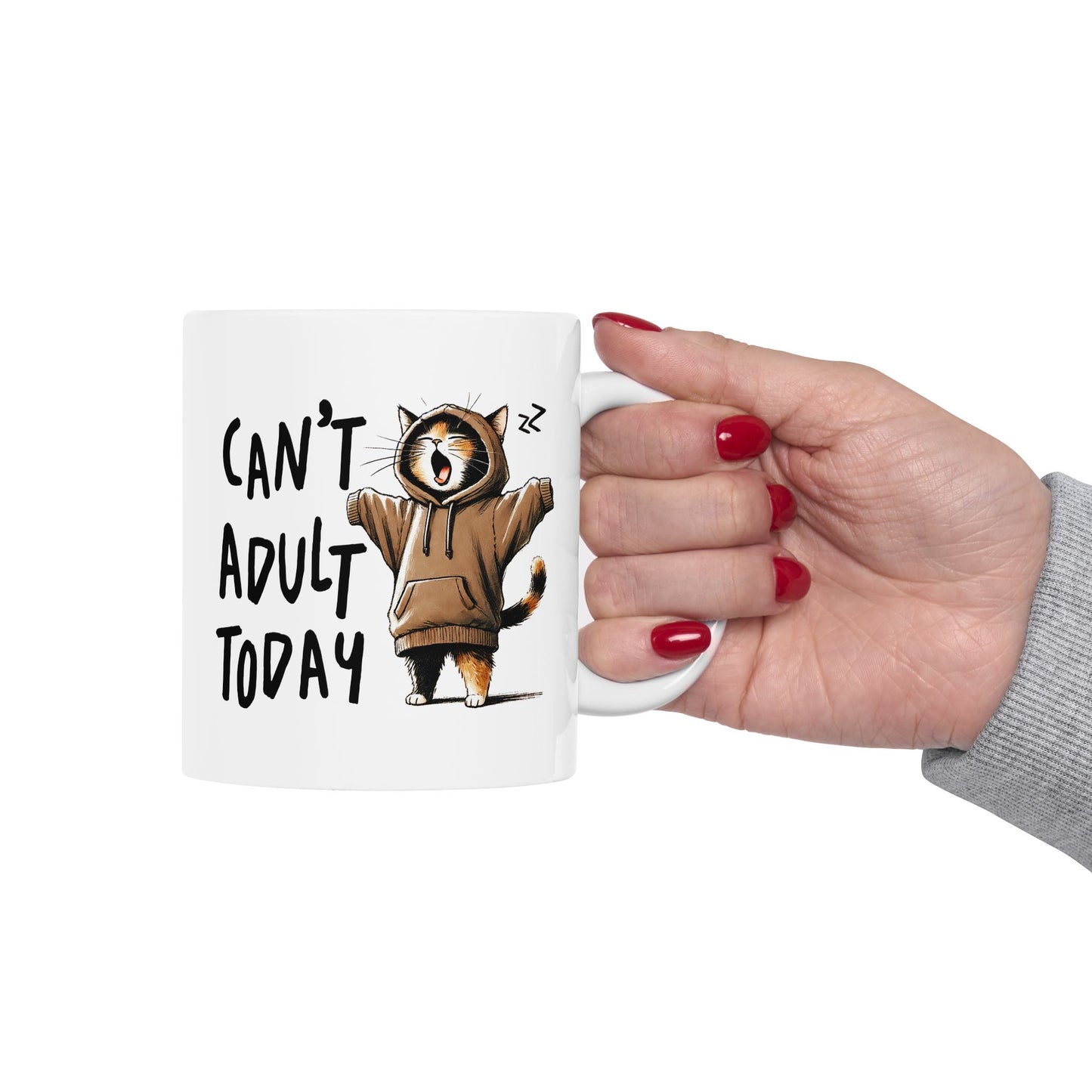 😸 Hoy no puedo ser adulto: divertida taza de café con capucha de gato para amantes de los gatos 🐾