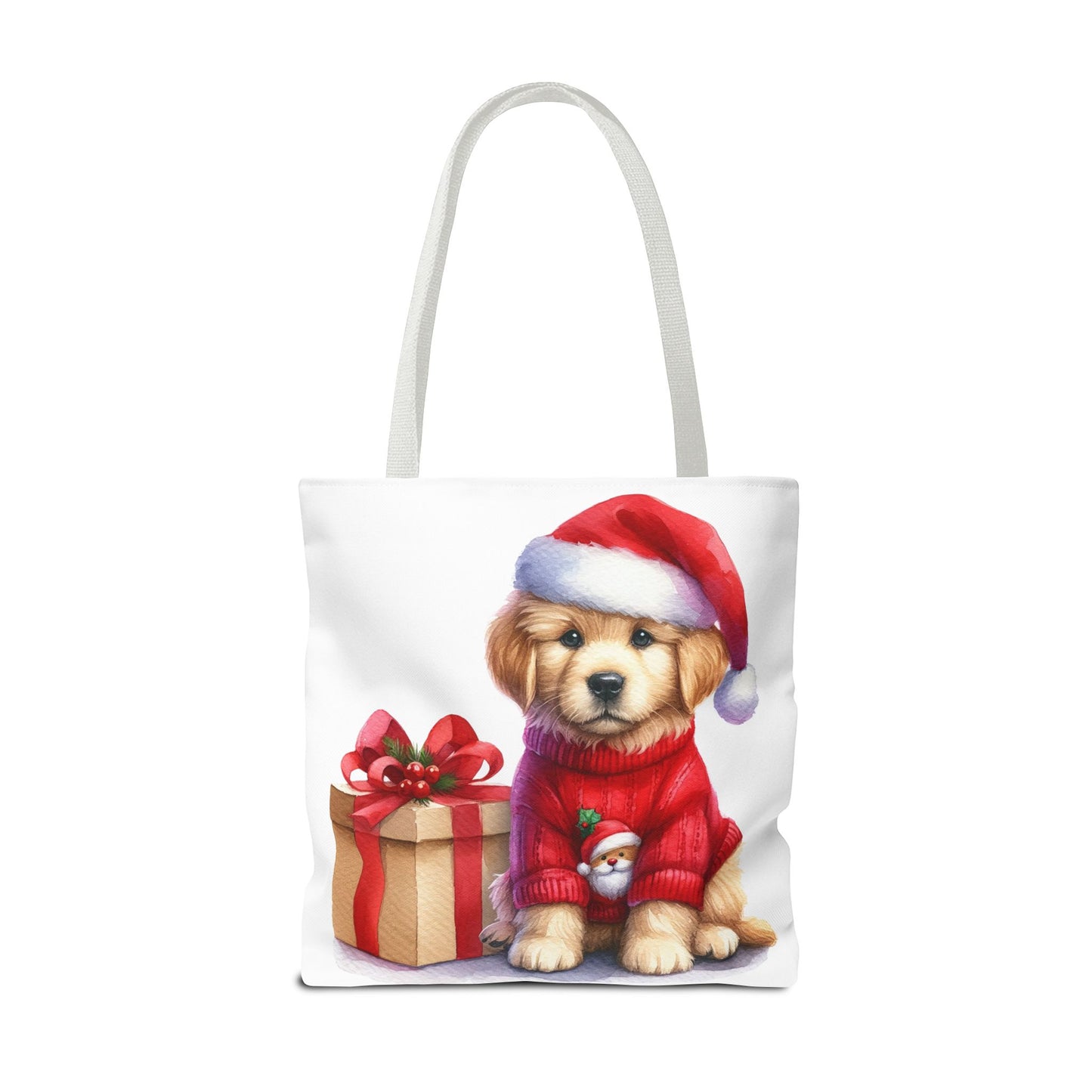 🎄 Golden Retriever Puppy Christmas Tote Bag – Festive Charm for Dog Lovers 🐶