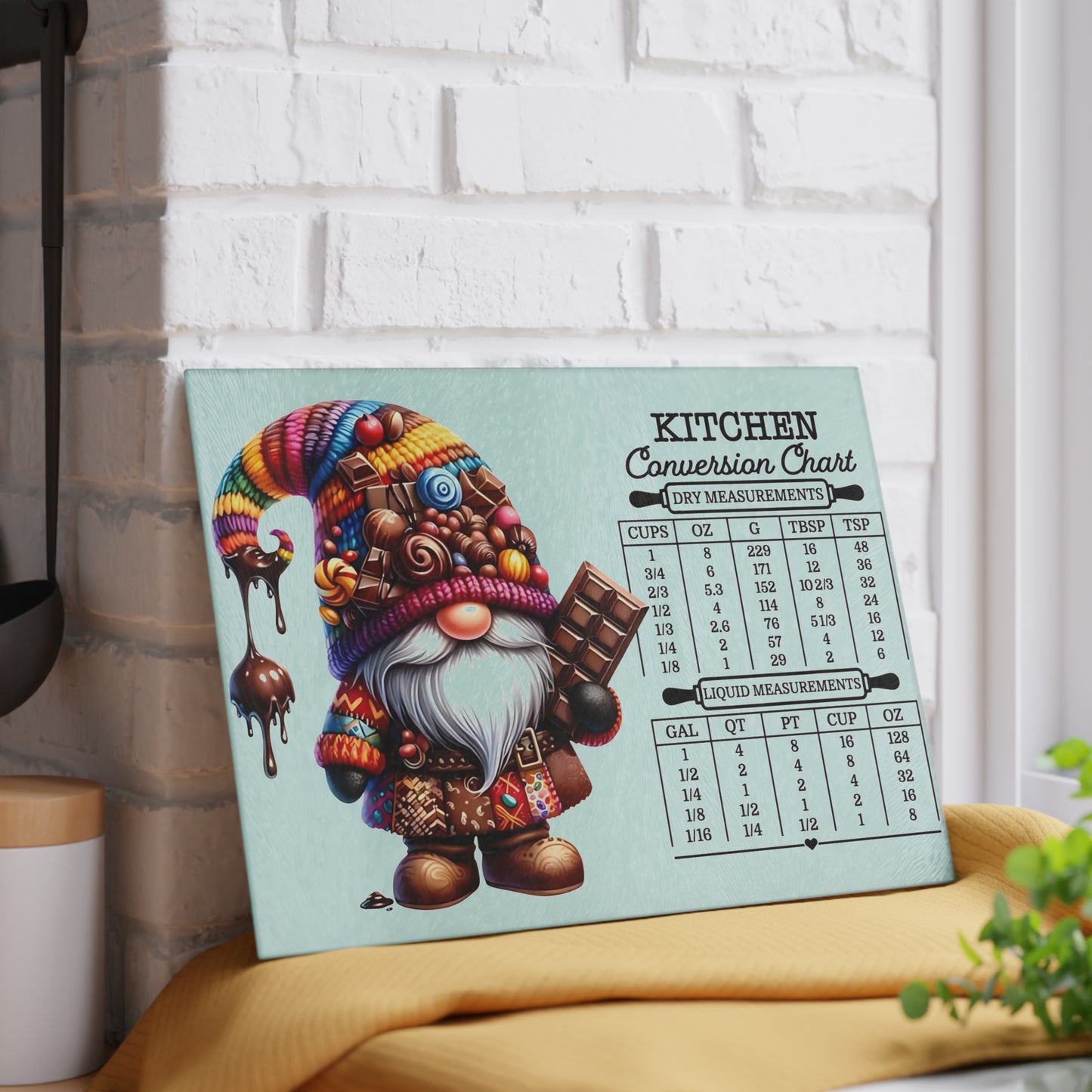 🍫🎨 Candy Gnome Kitchen Conversion Cutting Board – Sweet Treats & Whimsical Charm for Your Kitchen 🍬🧑🍳