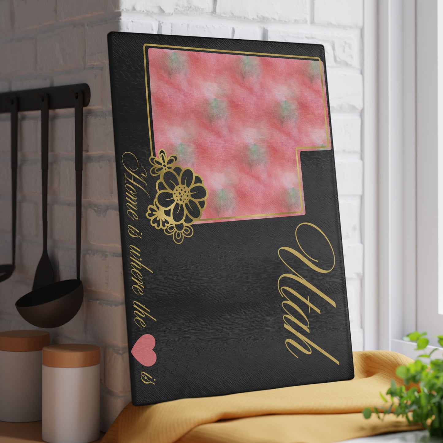 🌺 Utah Floral State Cutting Board – Canyon Blush Elegance in Every Slice 🌄