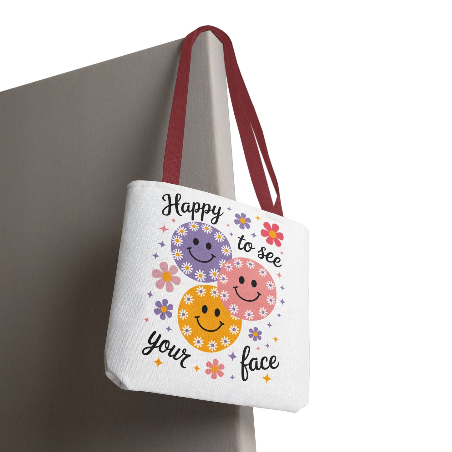 ๐ผ Happy Face Daisy Tote Bag โ Retro Smiles with Floral Charm ๐ธ