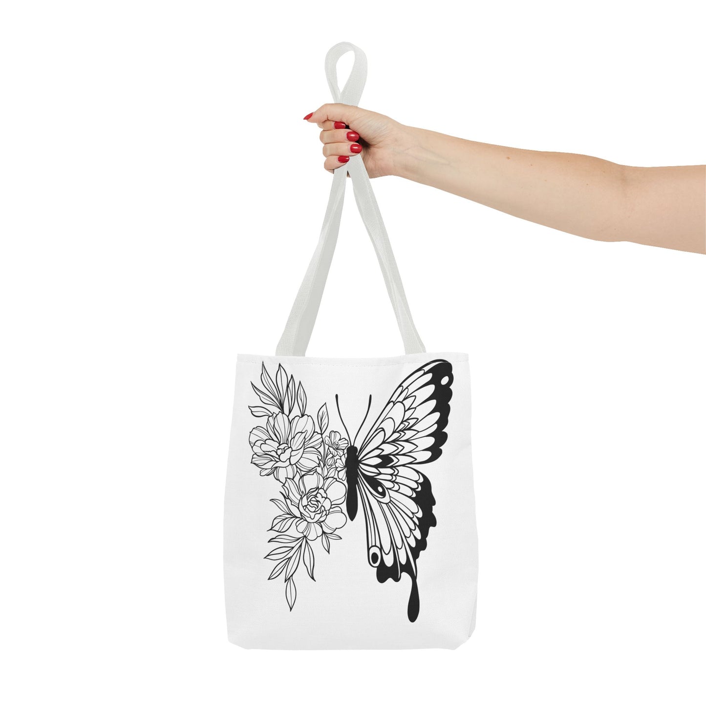 🦋 Black & White Butterfly Floral Tote Bag – Elegant Simplicity in Every Carry 🌸👜