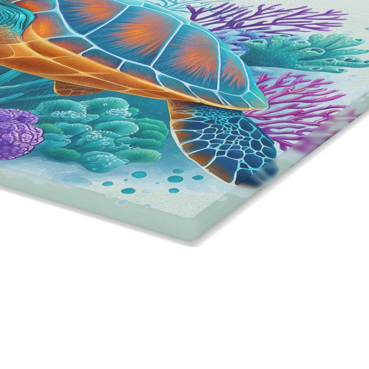 Tabla de cortar con diseño de tortuga de arrecife vibrante: sumérgete en el color del océano