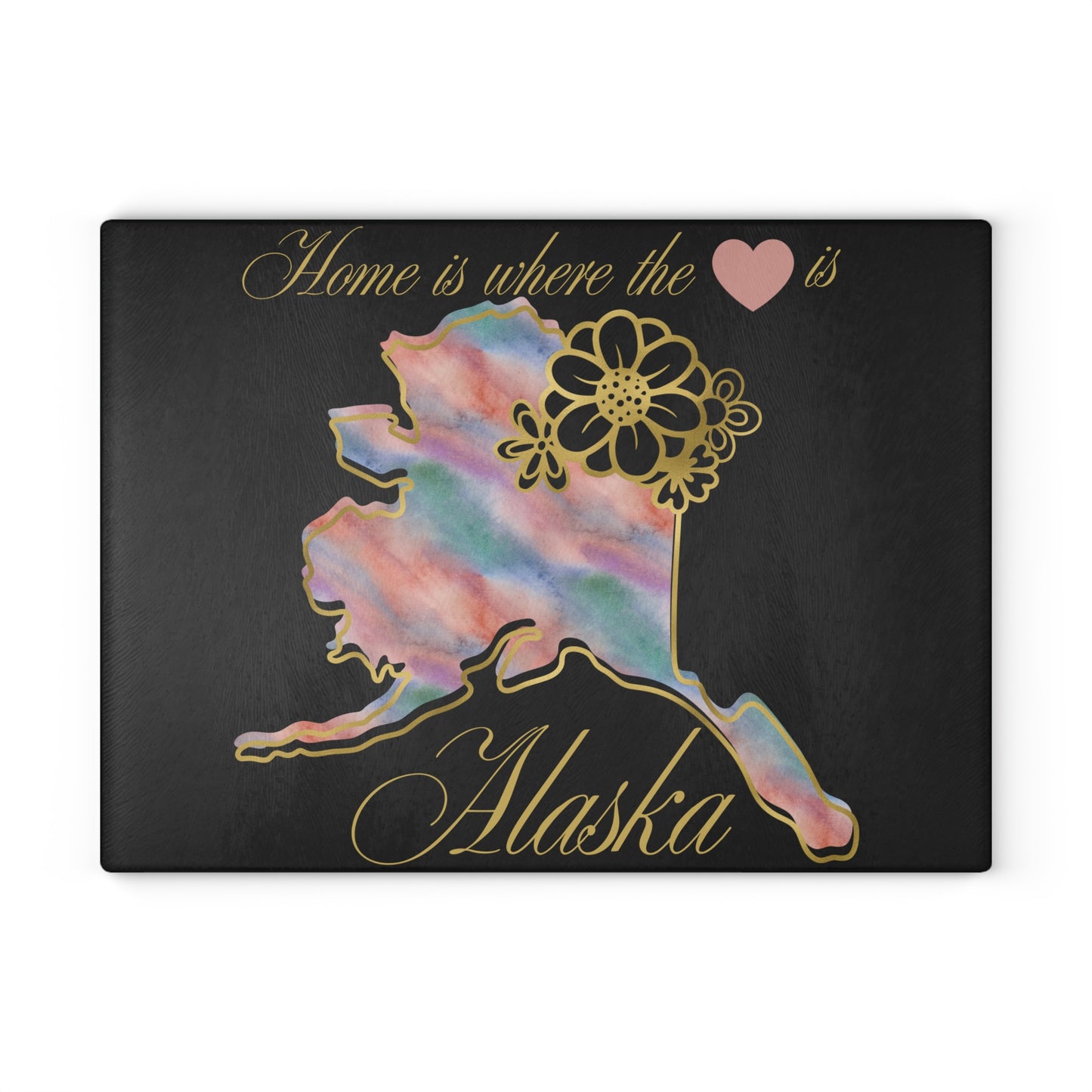 🌈 Alaska Floral Cutting Board – Rainbow Watercolor Charm for The Last Frontier 🌸