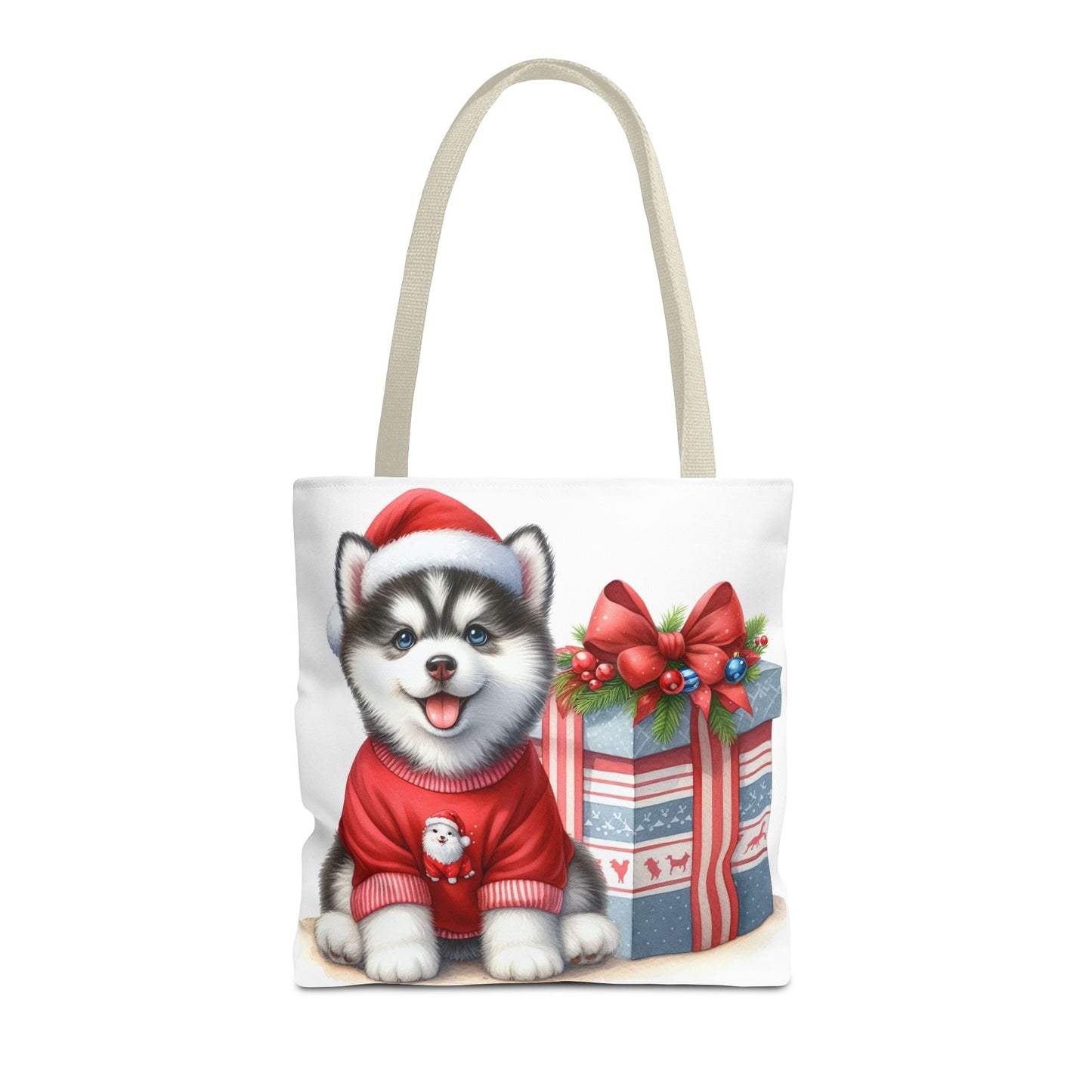 🎁 Christmas Husky Tote Bag – Festive Pup & Holiday Cheer in Every Carry 🎄