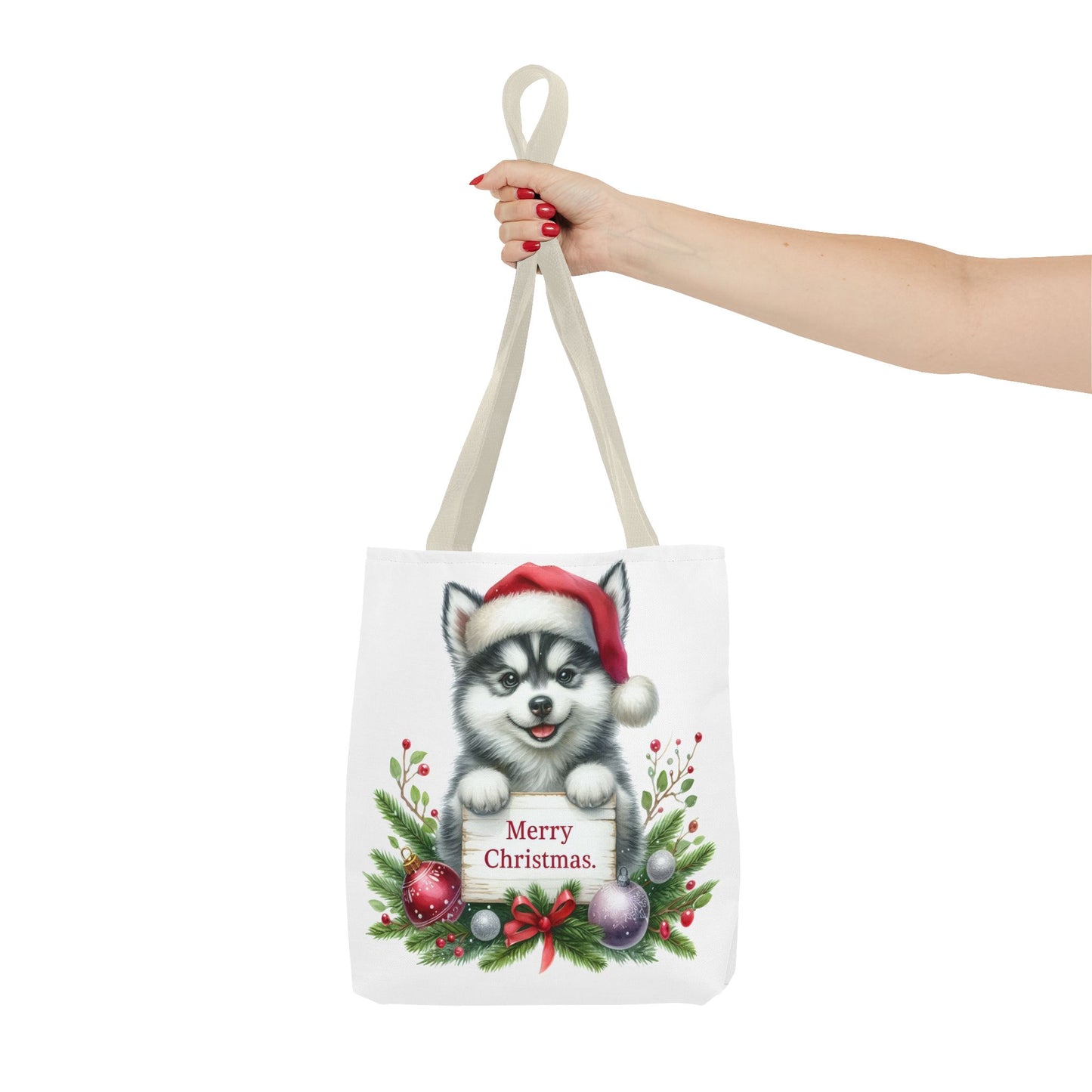 🎁 Husky “Merry Christmas” Tote Bag – Holiday Cuteness You Can Carry 🎄