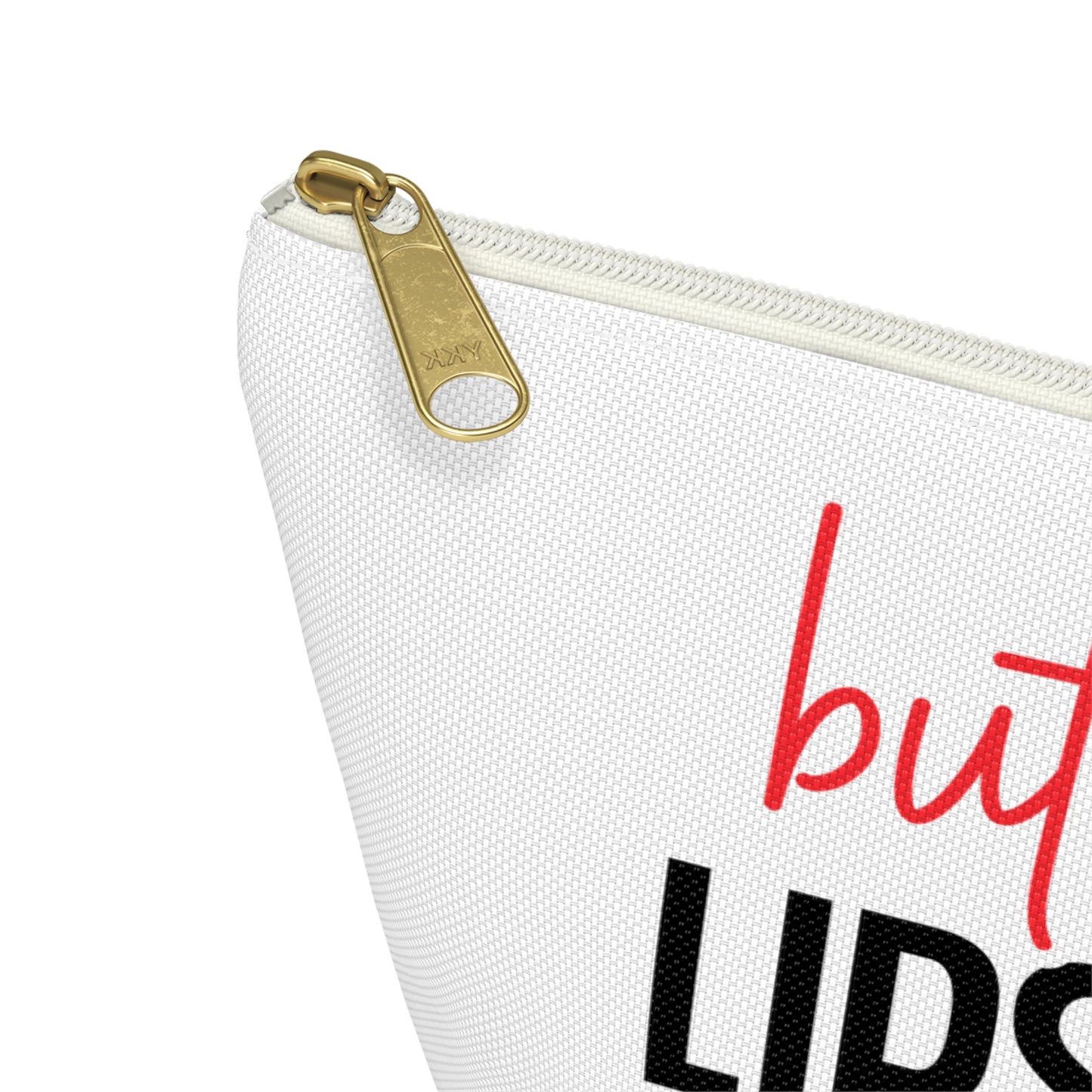 Accessory Pouch – "But First Lipstick" Red Makeup Bag