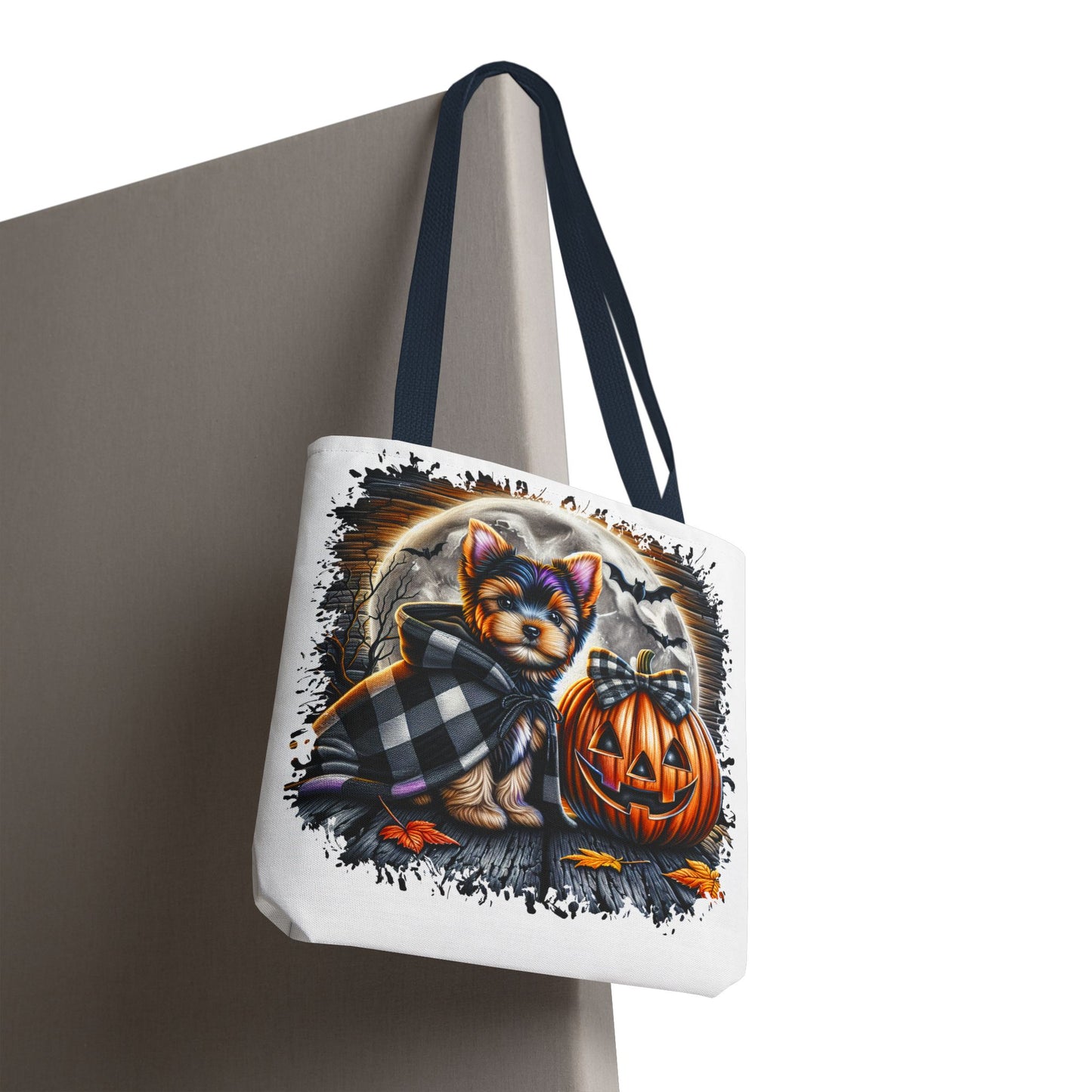 ๐ Yorkie Halloween Tote Bag โ Spooky Cute & Plaid Perfect ๐พ๐ค๐