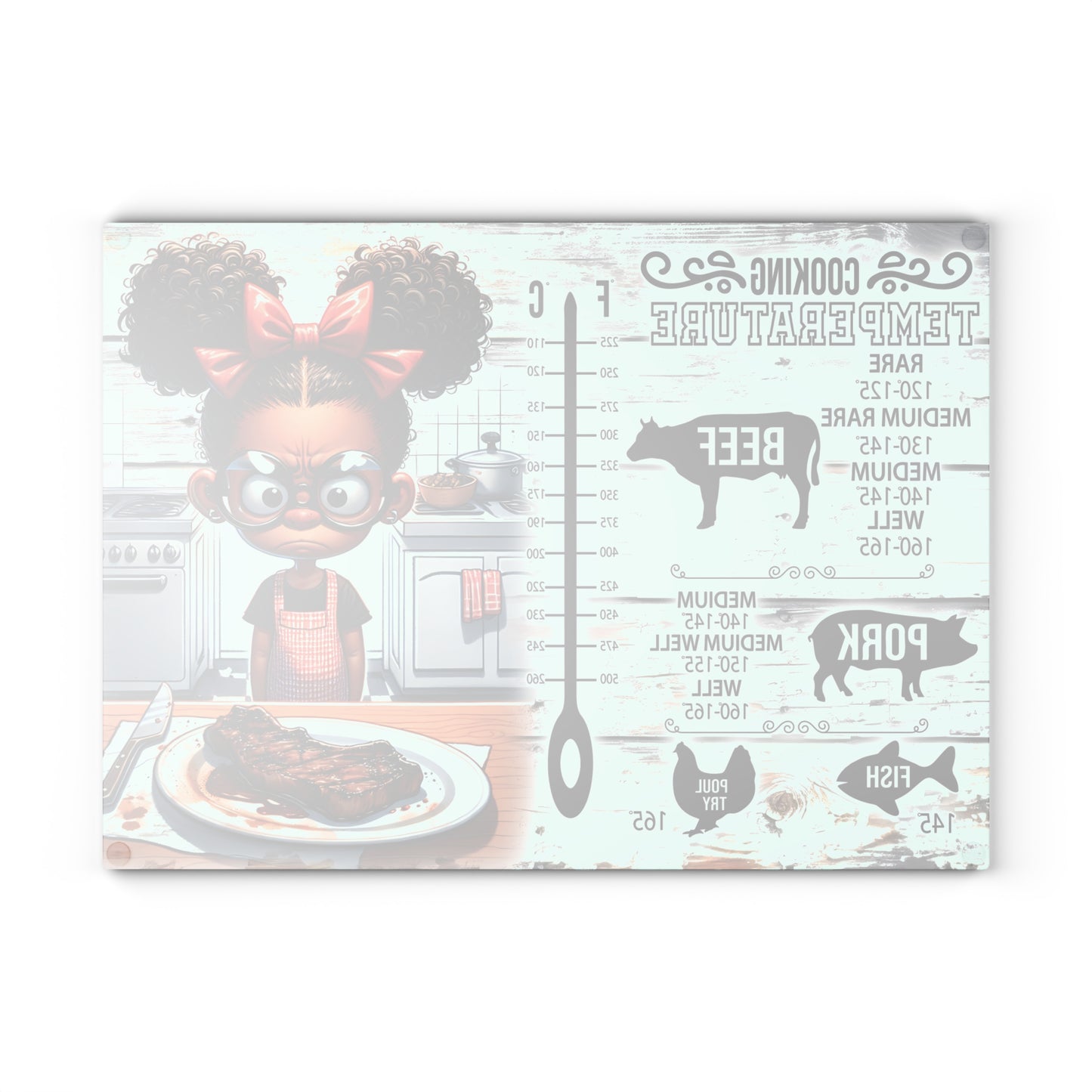 🍴 Funny Cooking Temperature Chart Cutting Board – Sassy Kitchen Decor with a Side of Humor
