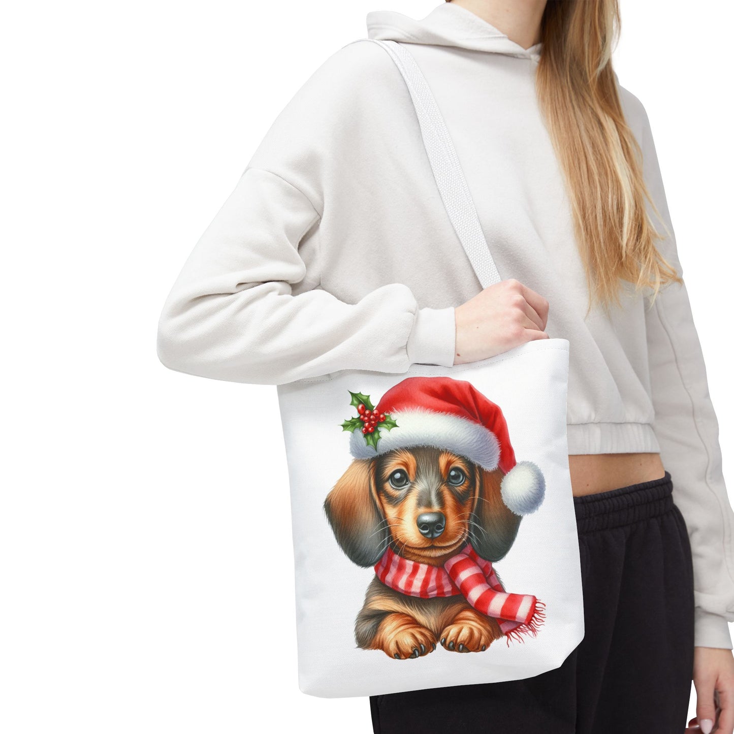 🎄 Dachshund Christmas Tote Bag – Festive Holiday Charm for Dog Lovers 🐾🎅