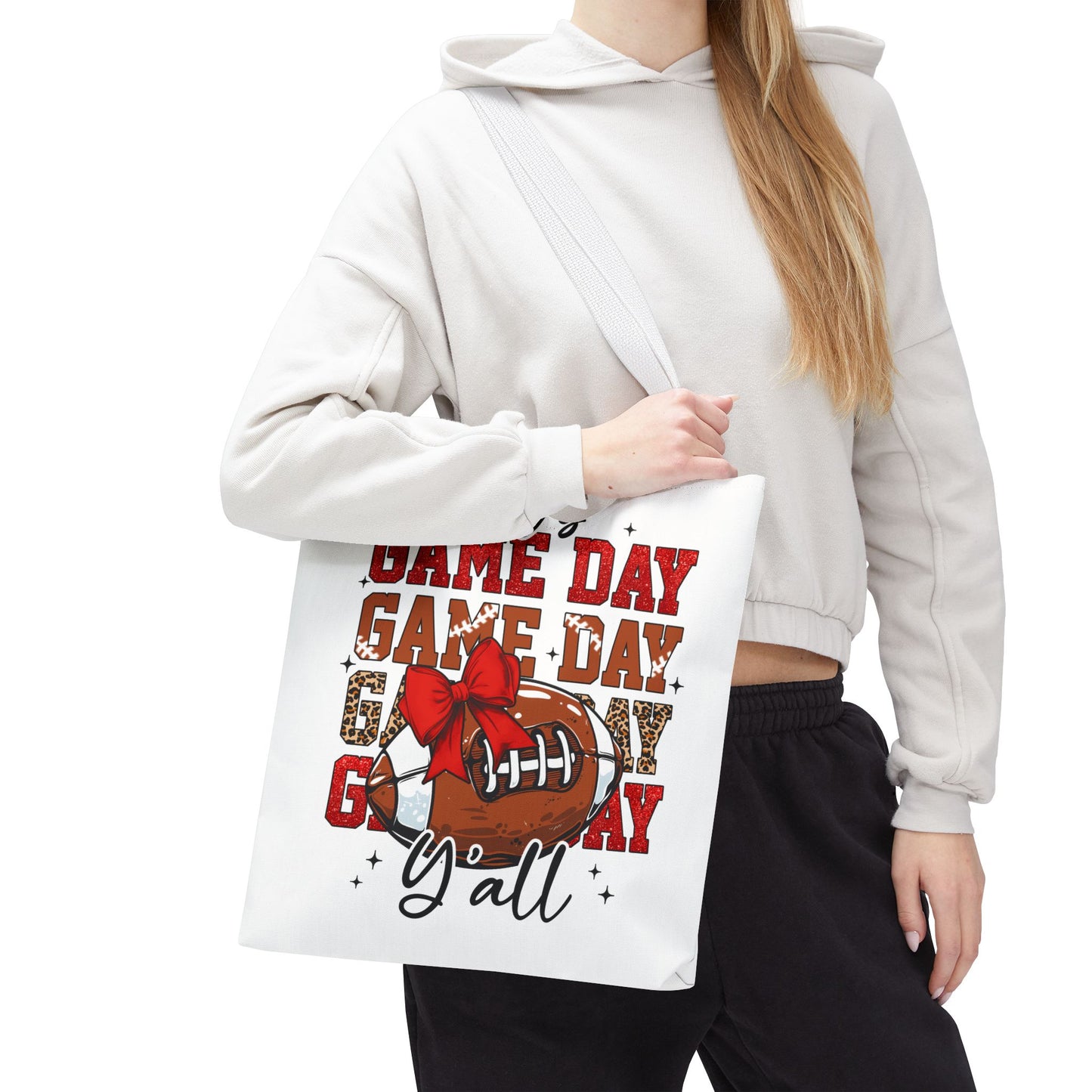 🏈 Game Day Red Bow Football Tote Bag – Sporty, Stylish, and Ready for Kickoff 🎀👜