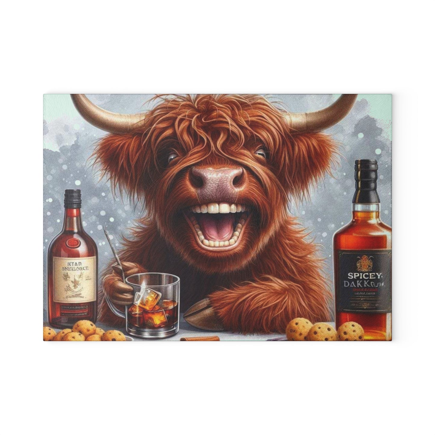 Tabla de cortar de vaca de las Tierras Altas, tabla de cortar de vidrio templado, tabla de charcutería, tabla de cortar, regalo de inauguración de la casa, tabla de cortar personalizada