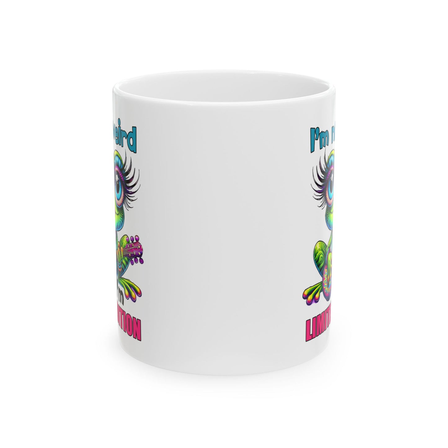 🌀 No soy raro, soy edición limitada: taza colorida de rana hippie con guitarra y actitud