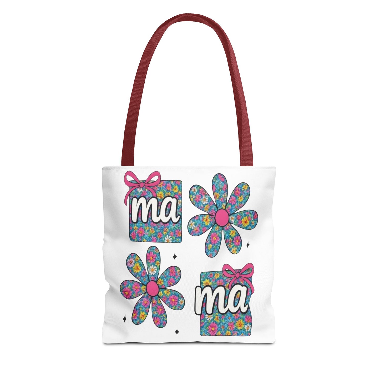 Bolso Tote Floral "ma": Un Accesorio Divertido y Brillante para Mamá