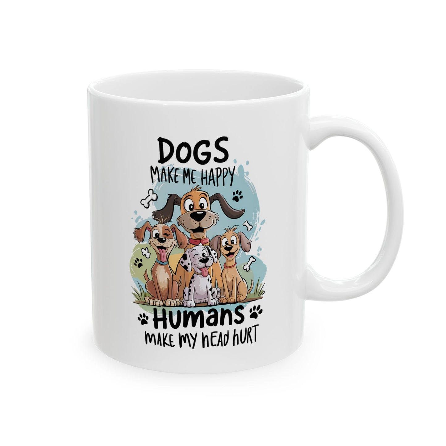 🐾 Los perros me hacen feliz, los humanos me hacen doler la cabeza – Taza divertida y peculiar para amantes de los perros 🐕