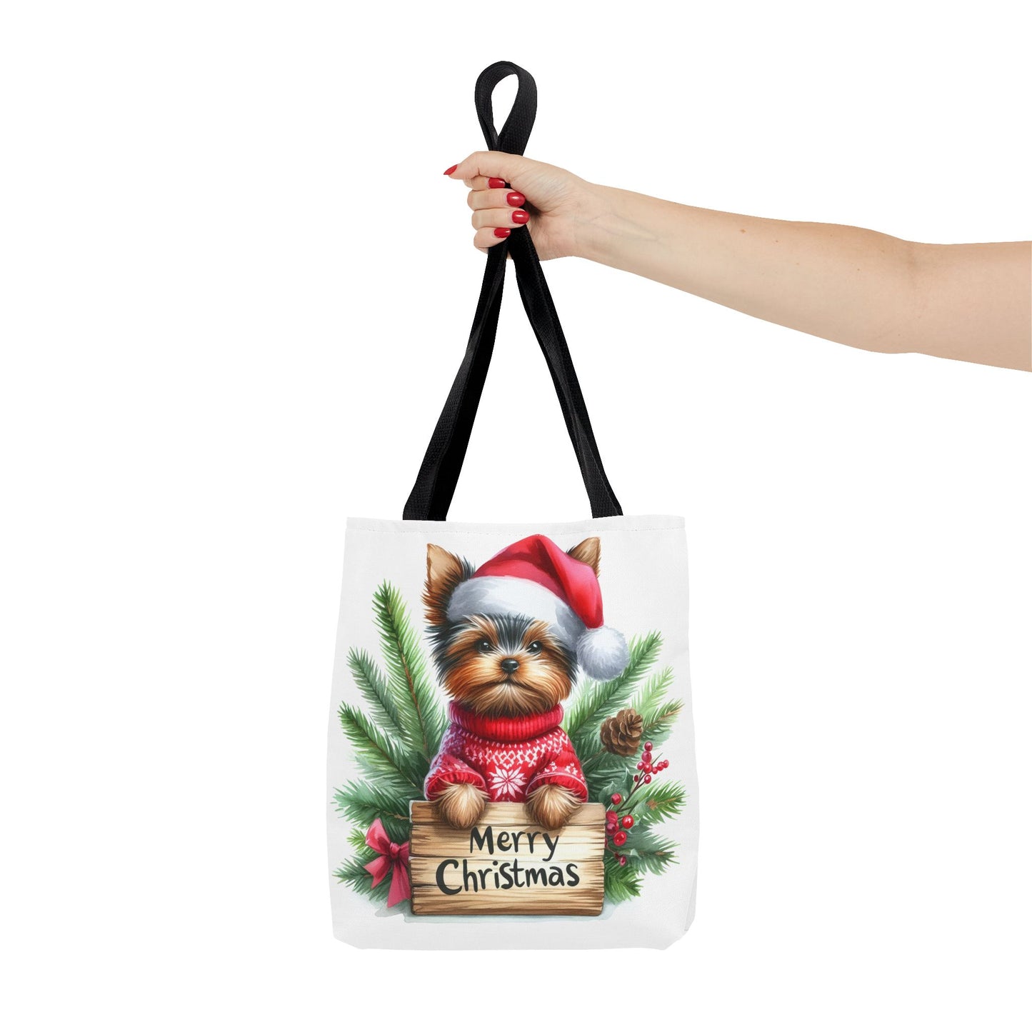 📦🐶 Yorkie Christmas Tote Bag – Tiny Terrier Holiday Charm in Every Carry 🎄