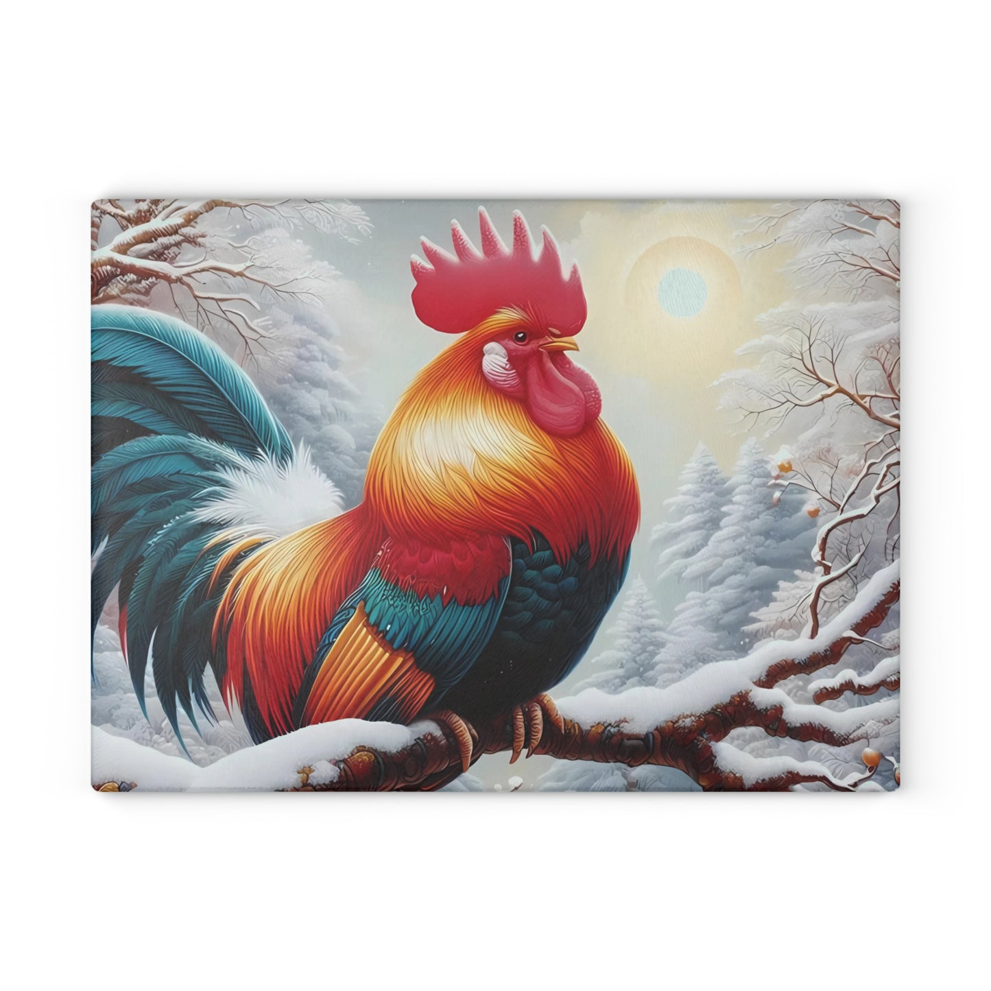 🐓❄️ Winter Rooster Cutting Board – Snowy Elegance for Your Kitchen ❄️🐓