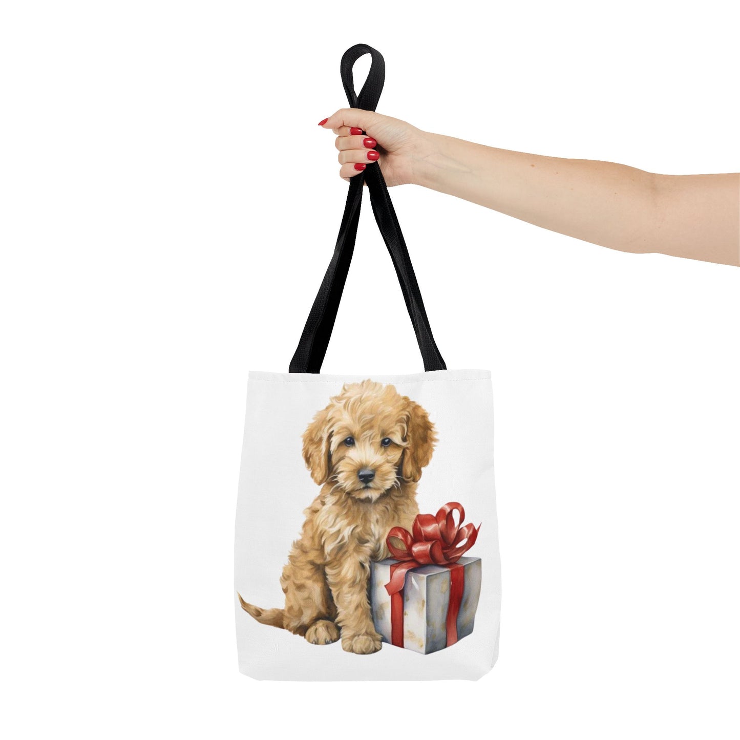🎁 Goldendoodle Puppy Tote Bag – Sweet & Snuggly Holiday Charm for Dog Lovers 🐶