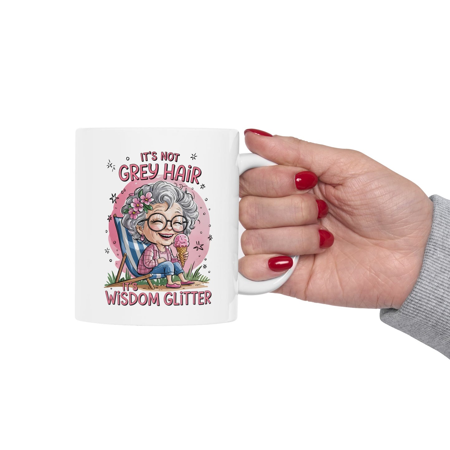 🌸 No son canas, son purpurina de sabiduría: una taza de café divertida y empoderadora para abuelas 💖