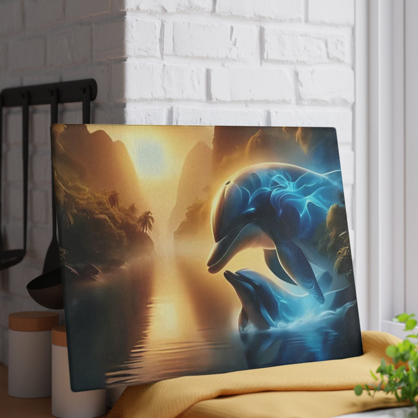 Tabla de cortar con diseño de delfines, decoración de cocina con delfines, cocina con temática oceánica, decoración de vida marina, regalo de vida marina, regalo para amantes de los delfines, tabla de charcutería