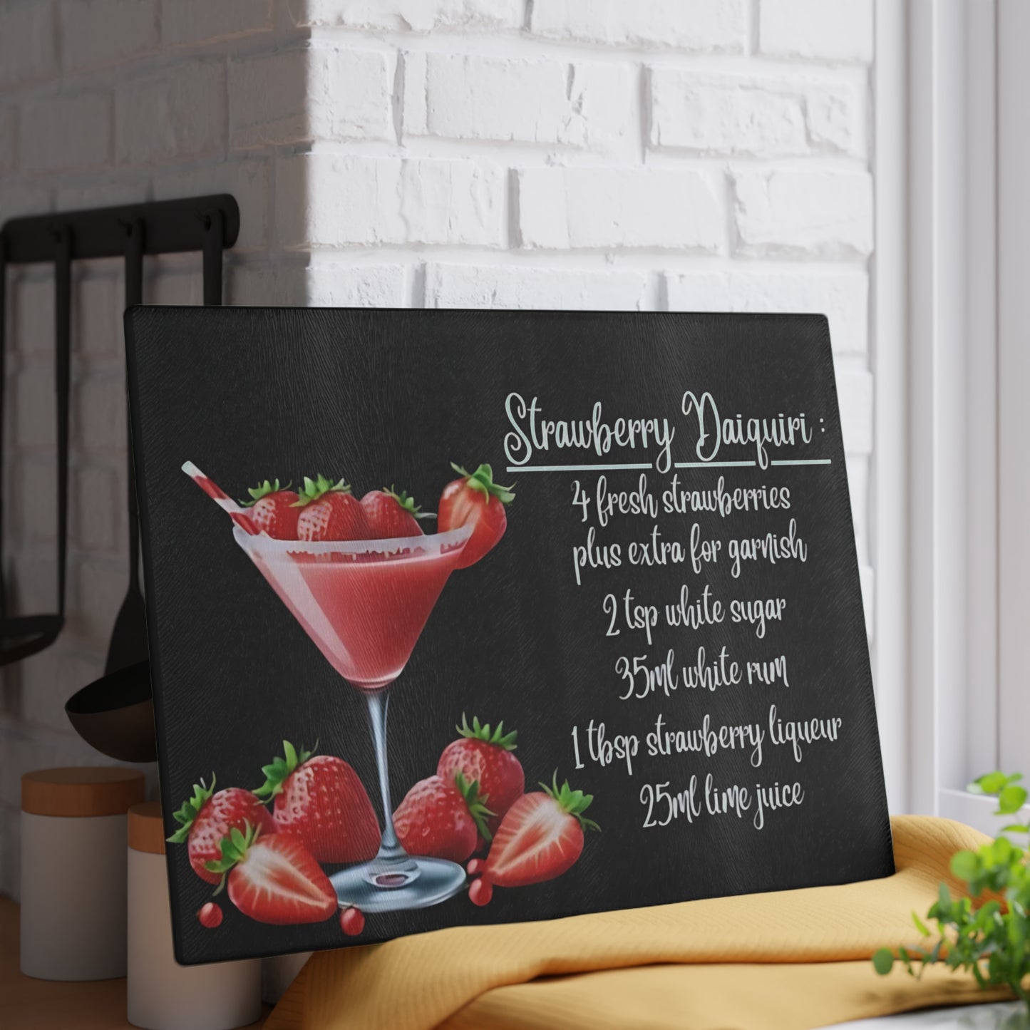 🍓 Strawberry Daiquiri Recipe Cutting Board – A Sweet Splash of Style for Your Kitchen