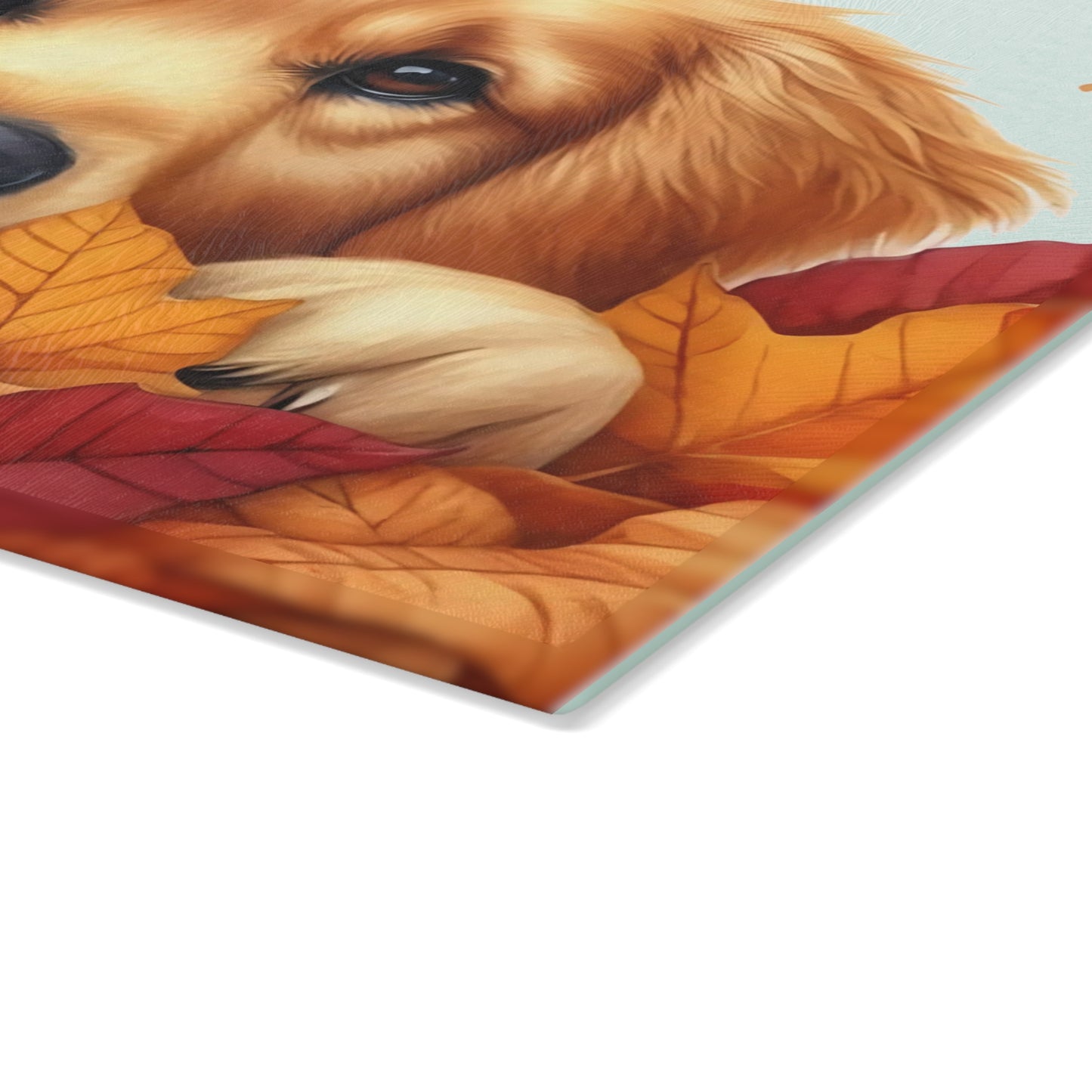 🍂🐾 Golden Retriever Autumn Leaves Cutting Board – Cozy Fall Kitchen Charm with Puppy Love 🐕🍁