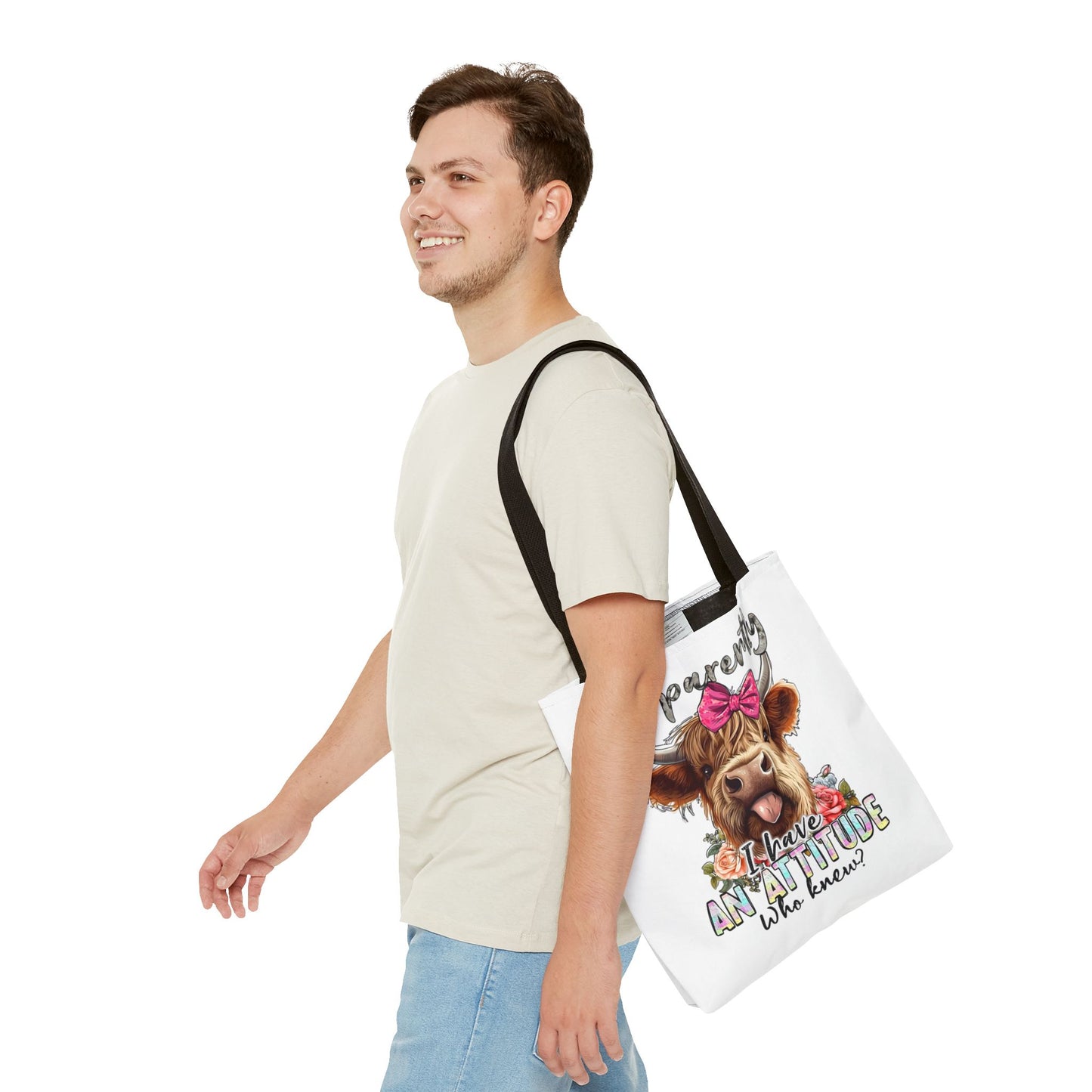 🐄 Al parecer, tengo actitud: bolso tote Sassy Cow con lazo rosa 🌸