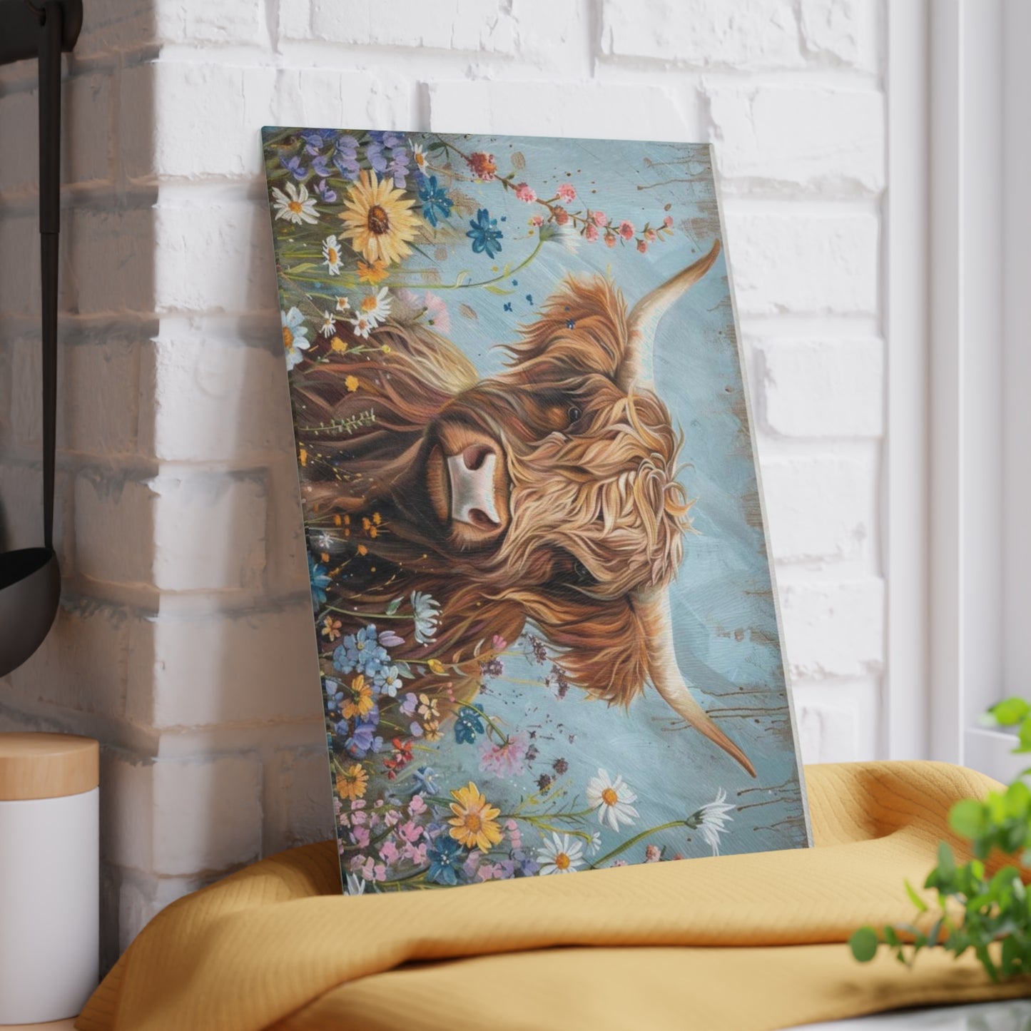 Tabla de cortar de vaca, tabla de cortar de vidrio con diseño de vaca de las Highlands, decoración de cocina con diseño de vaca, tabla de cortar para regalo de casa nueva, tabla de charcutería, regalos de vaca de las Highlands