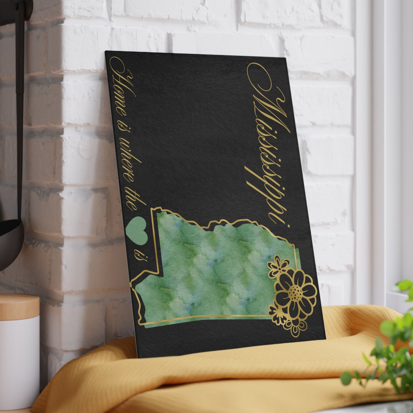 💚 Mississippi Floral Cutting Board – Southern Charm with Heartfelt Elegance 🌼