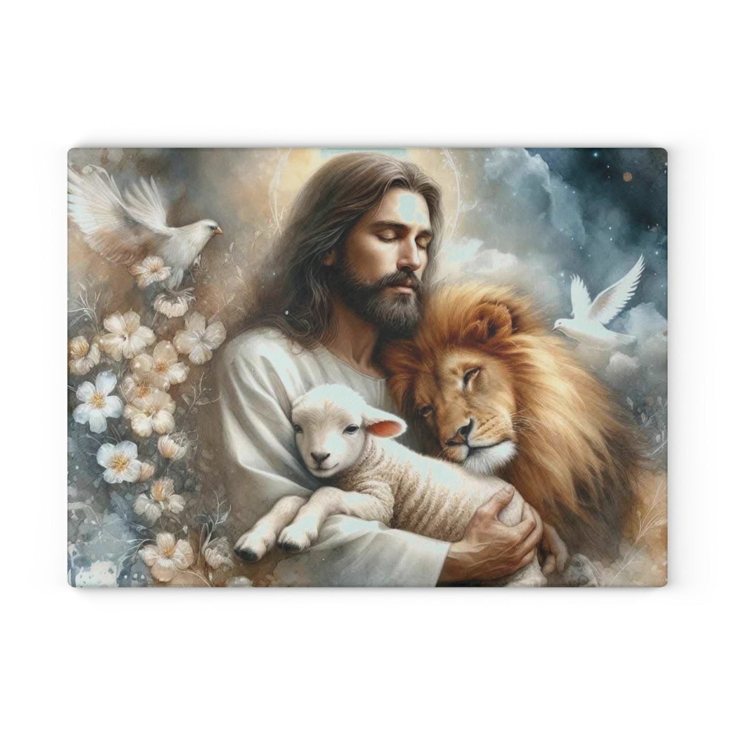 Tabla de cortar de Jesús, tabla de cortar de vidrio templado, tabla de charcutería, tabla de cortar, regalo de inauguración de la casa, tabla de cortar personalizada